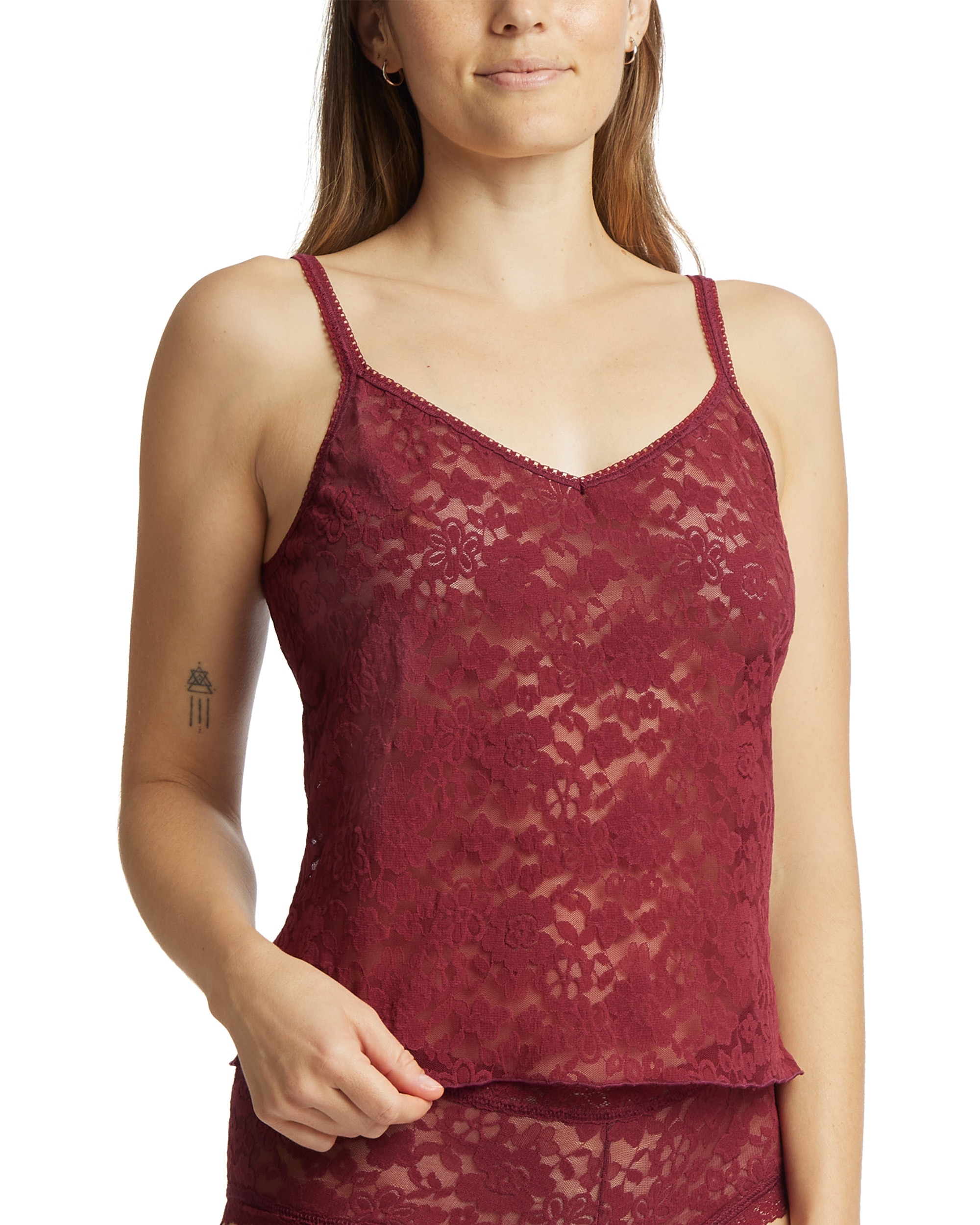 Imagem 0 de T-shirt Interior Básica de Alças com Renda de Flores