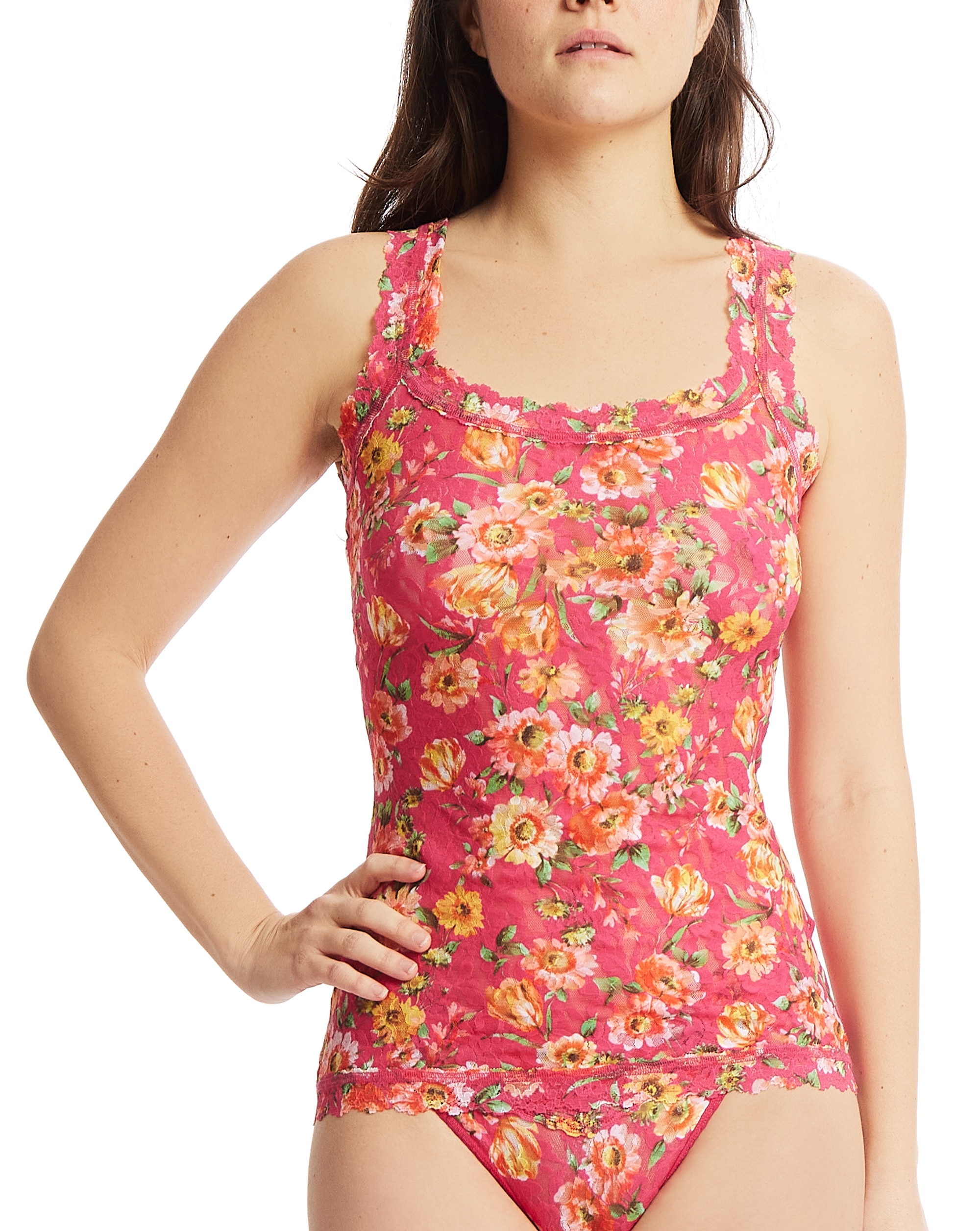 Imagem 0 de T-shirt Interior Básica de Alça Larga com Renda Estampada