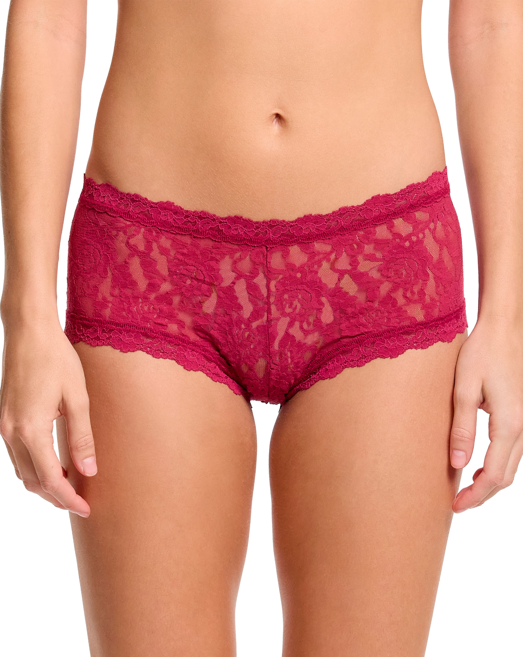 Culotte de Renda de Cintura Média Grená-1