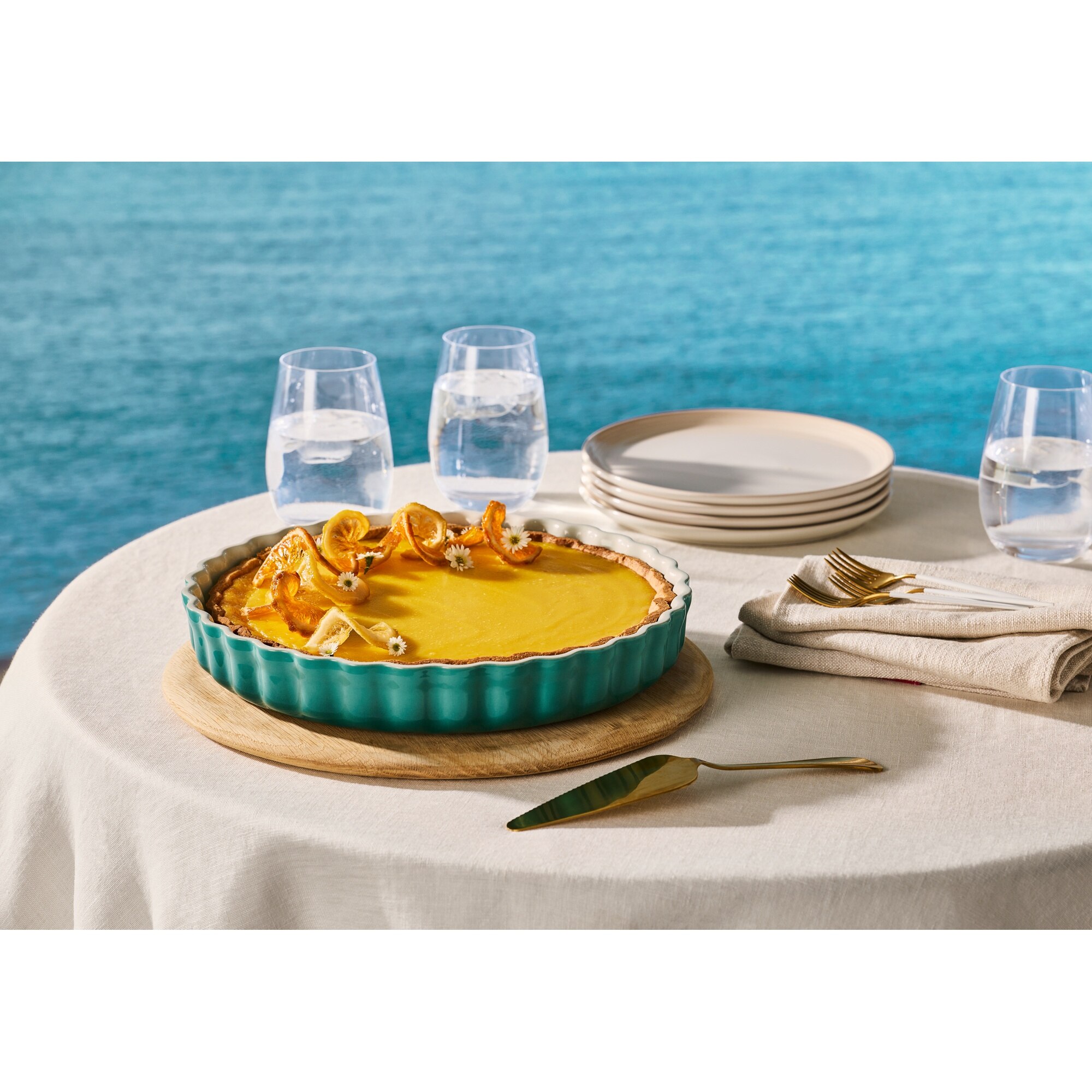 Molde tarte de cerâmica de grés Le Creuset Azul Pacífico-5