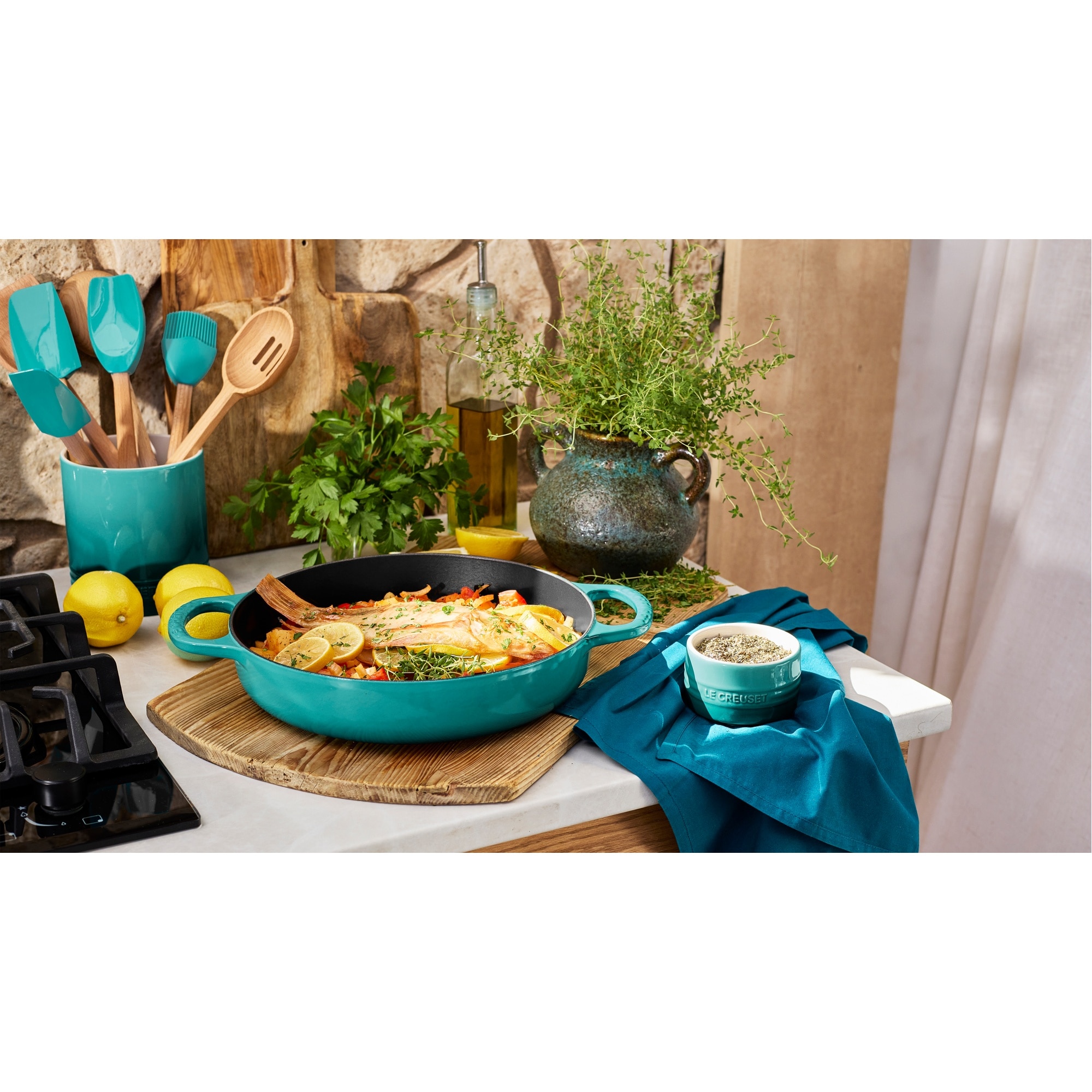 Recipiente para espatulas de cerâmica de grés Le Creuset Azul Pacífico-4