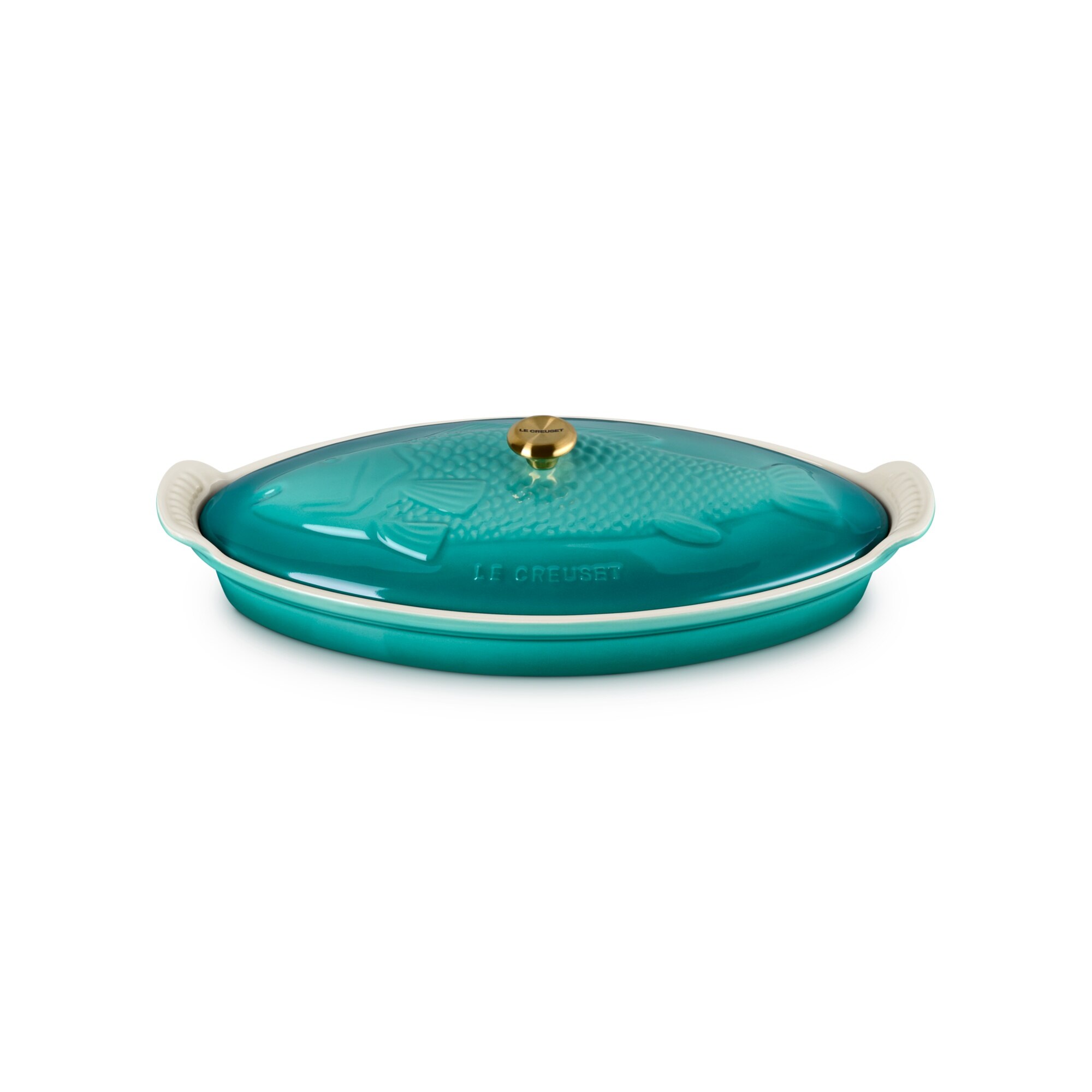 Travessa para peixe oval Heritage com tampa Le Creuset Azul Pacífico-2