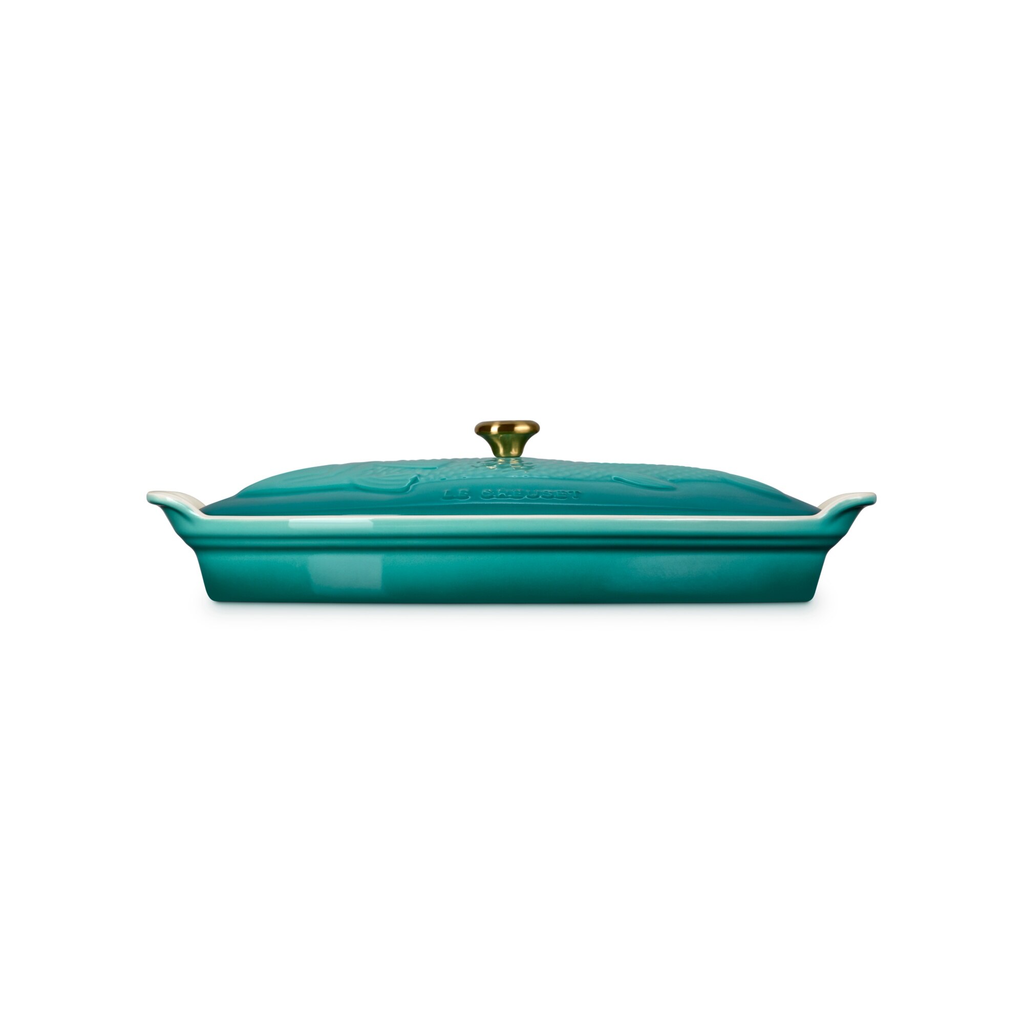 Travessa para peixe oval Heritage com tampa Le Creuset Azul Pacífico-4