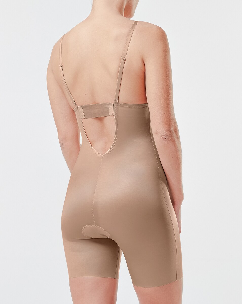 Body com Costas Baixas e Decote Profundo a Meia Perna Suit Your Fancy Spanxshape™ Bege-3