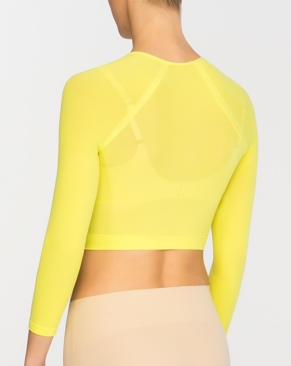 T-shirt Interior Básica Curta de Malha Semitransparente Amarelo-2