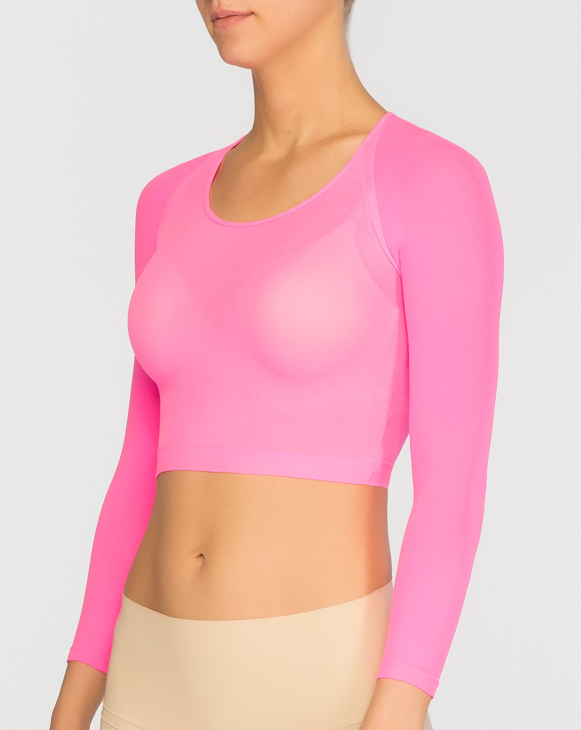 T-shirt Interior Básica Curta de Malha Semitransparente Preto brilhante-3