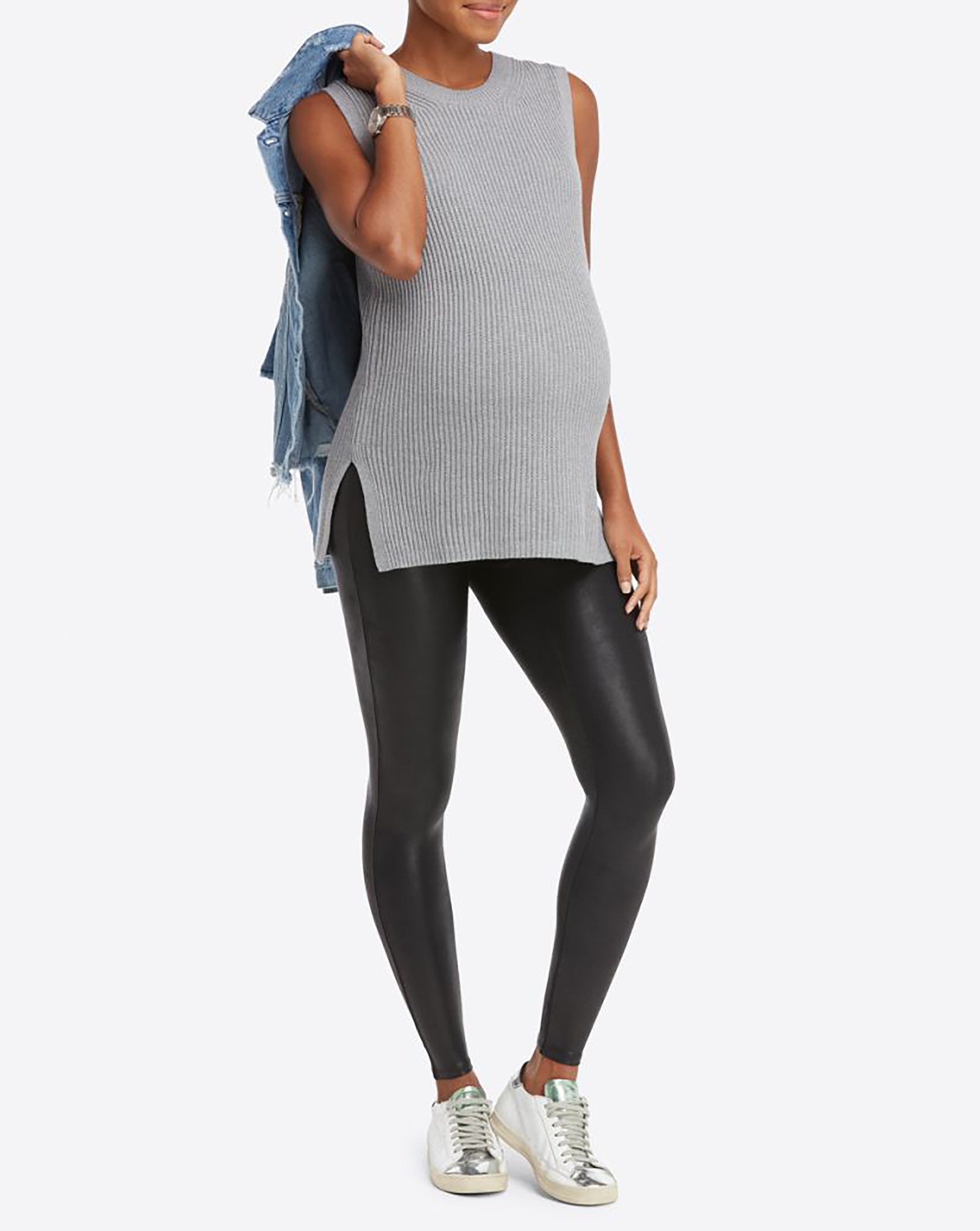 Leggings de Pré-mamã Modelador com Efeito Couro Spanxshape™ Preto-4