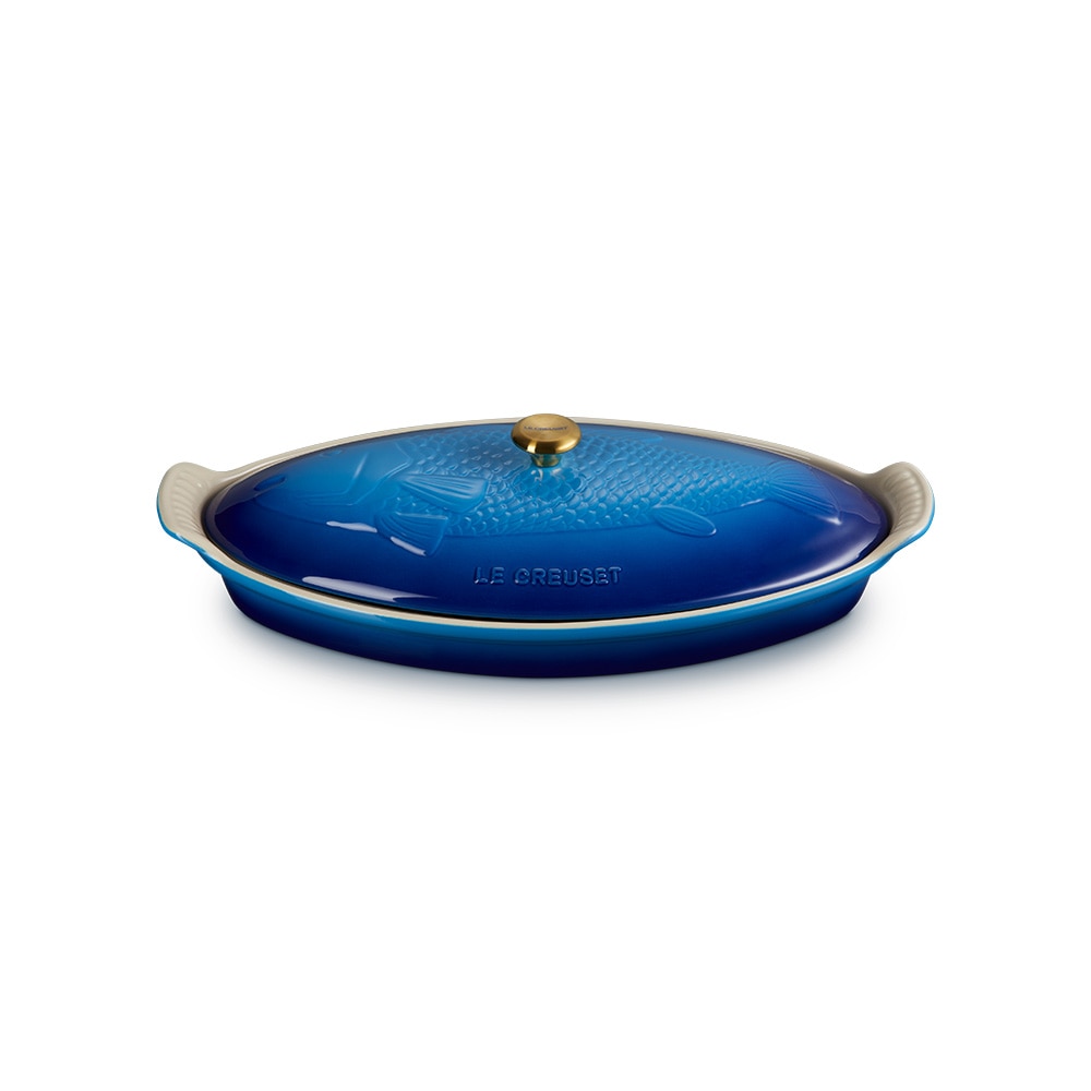 Imagem 0 de Travessa para peixe oval Heritage com tampa Le Creuset