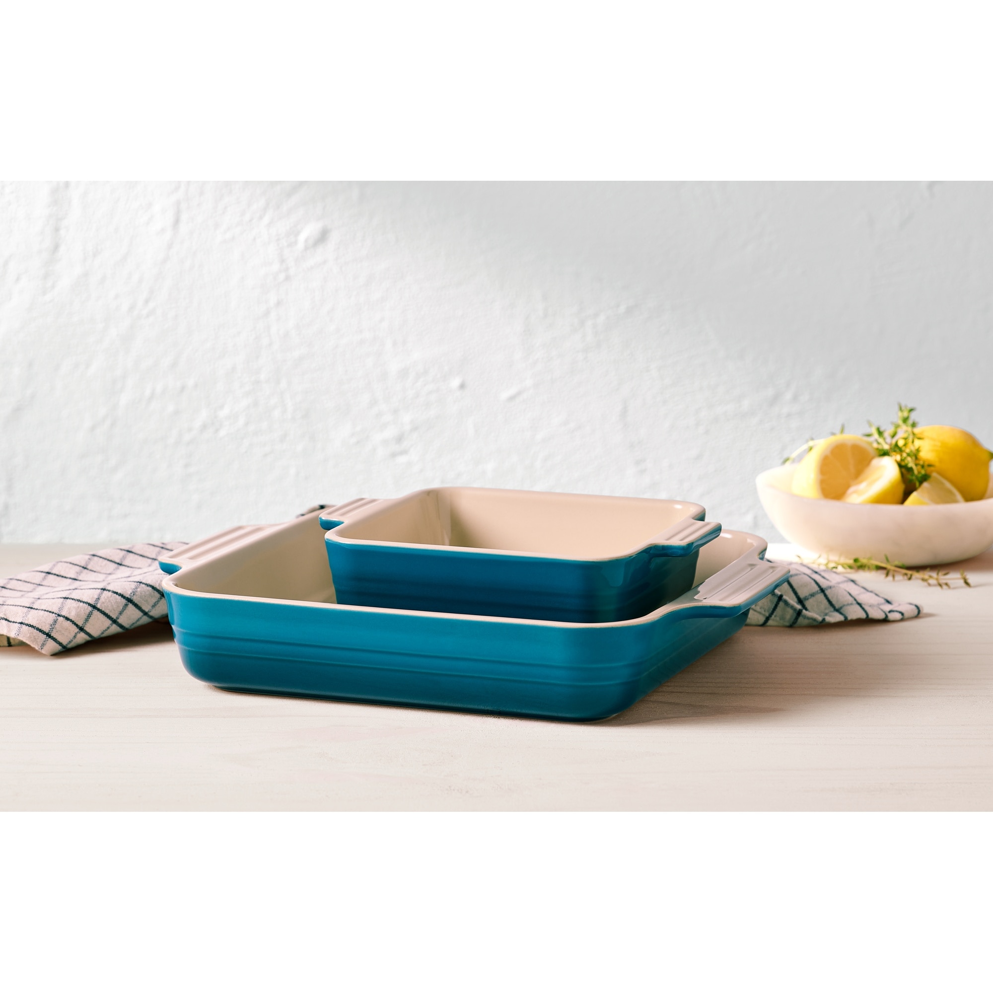 Set 2 Travessas quadradas Le Creuset Azul-2