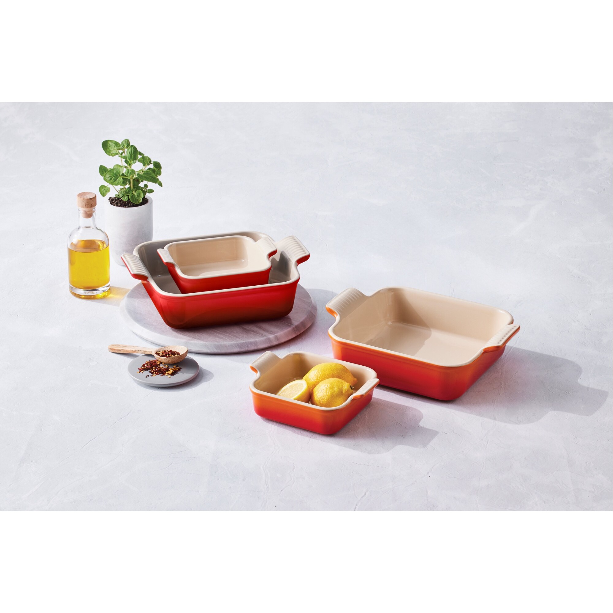Set 2 Travessas quadradas Le Creuset Cereja-3