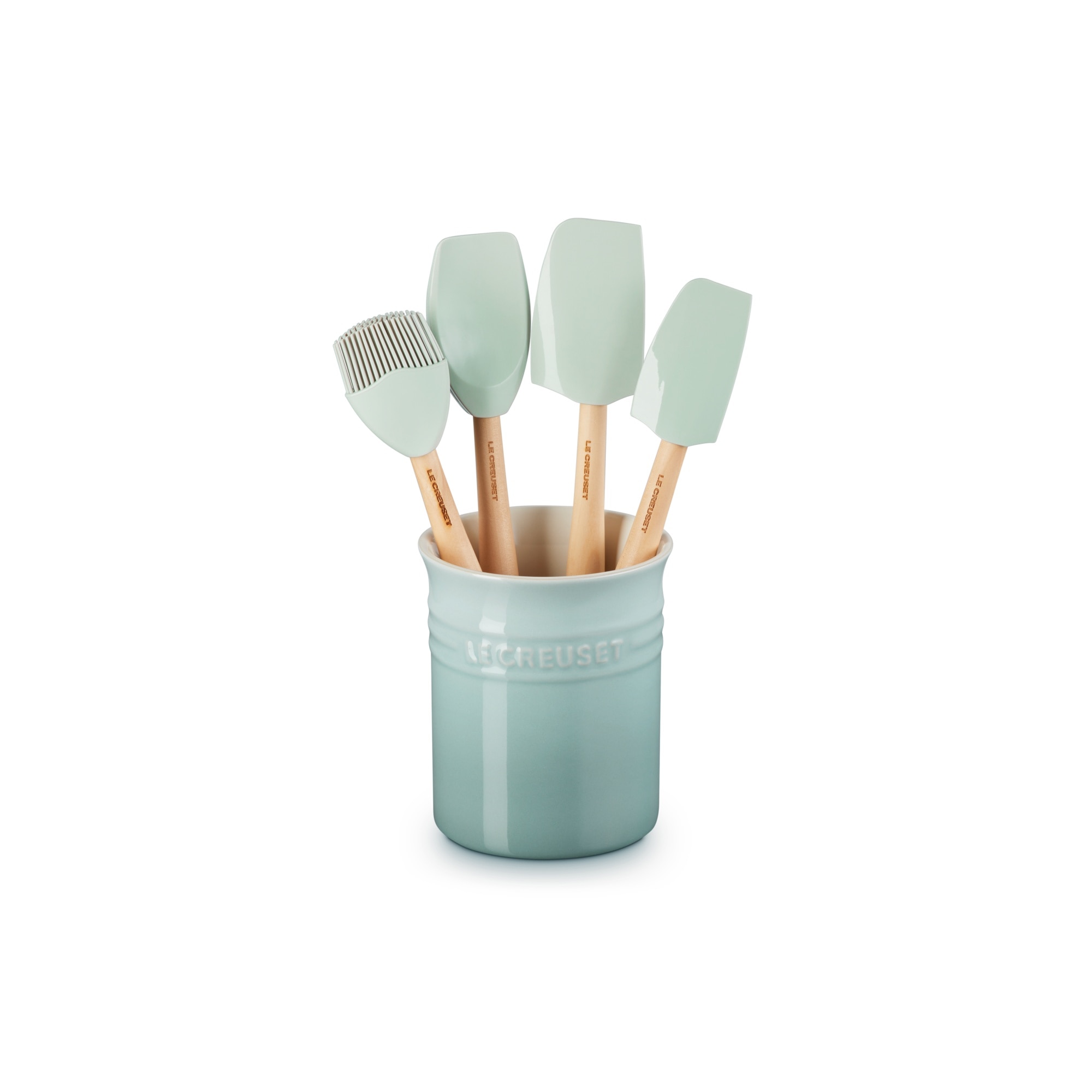 Imagem 0 de Set 4 espátulas craft + pote de cerâmica de grés Le Creuset