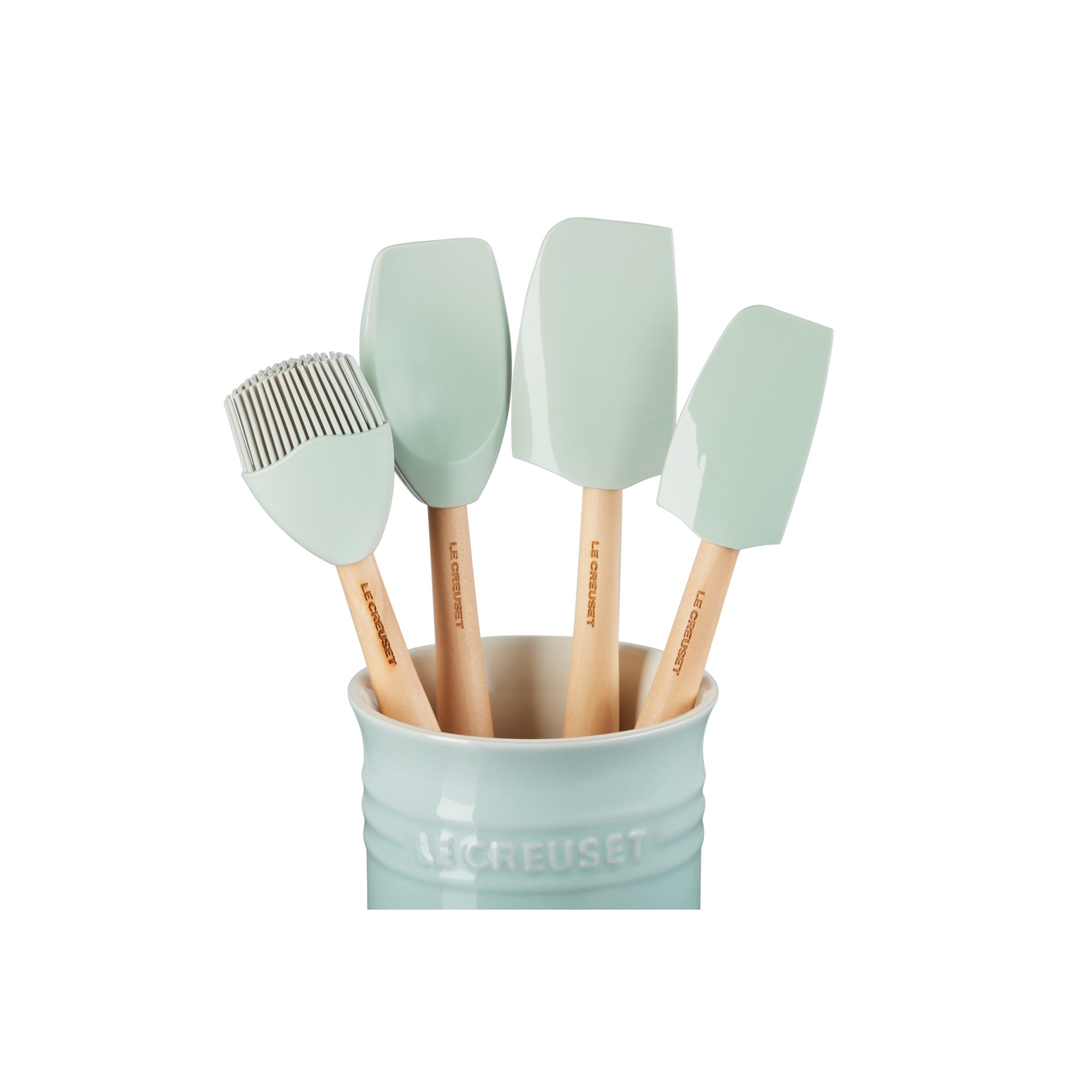 Set 4 espatulas craft + pote de cerâmica de grés Le Creuset Verde-claro-4
