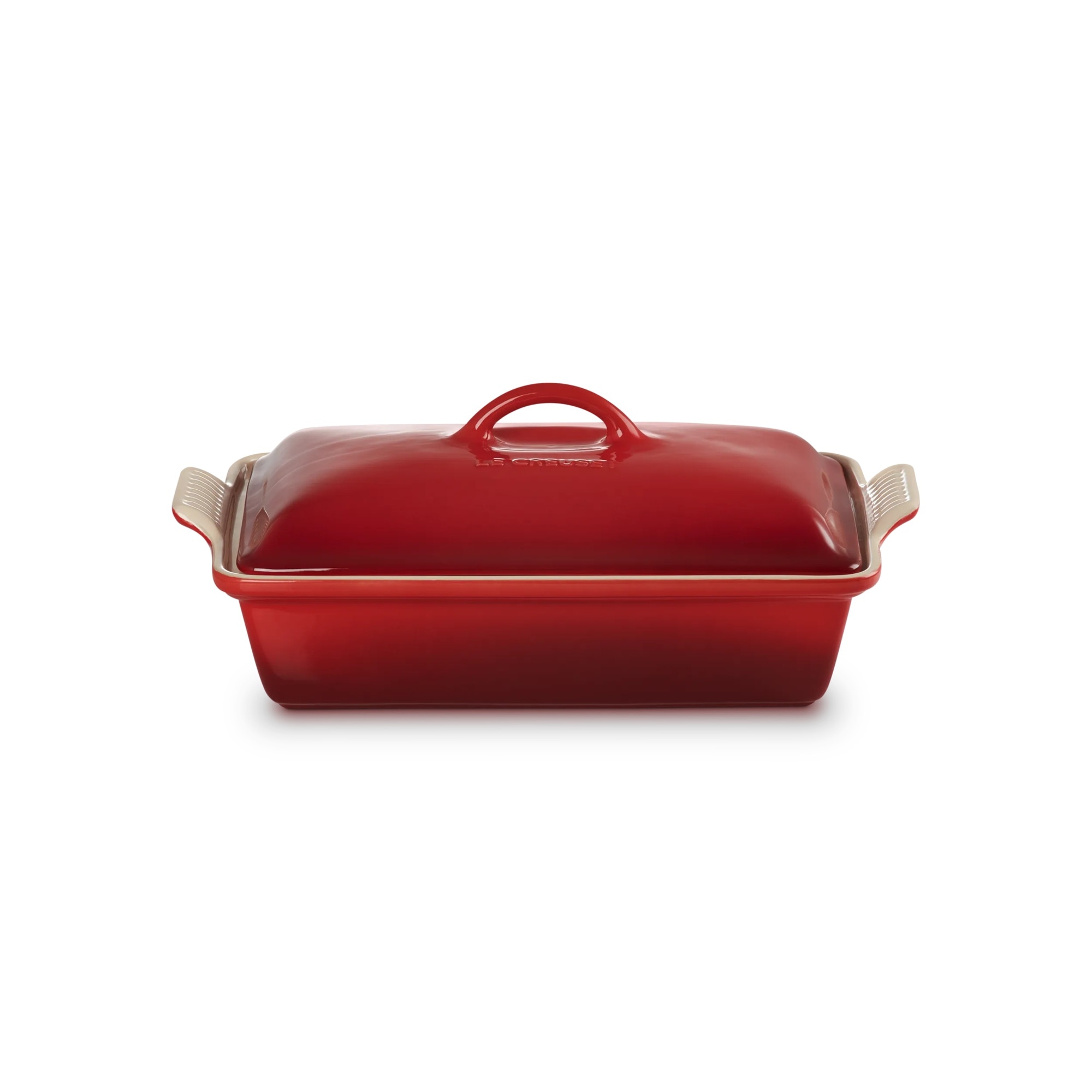 Travessa retangular com tampa Heritage de cerâmica de grés Le creuset Vermelho-1