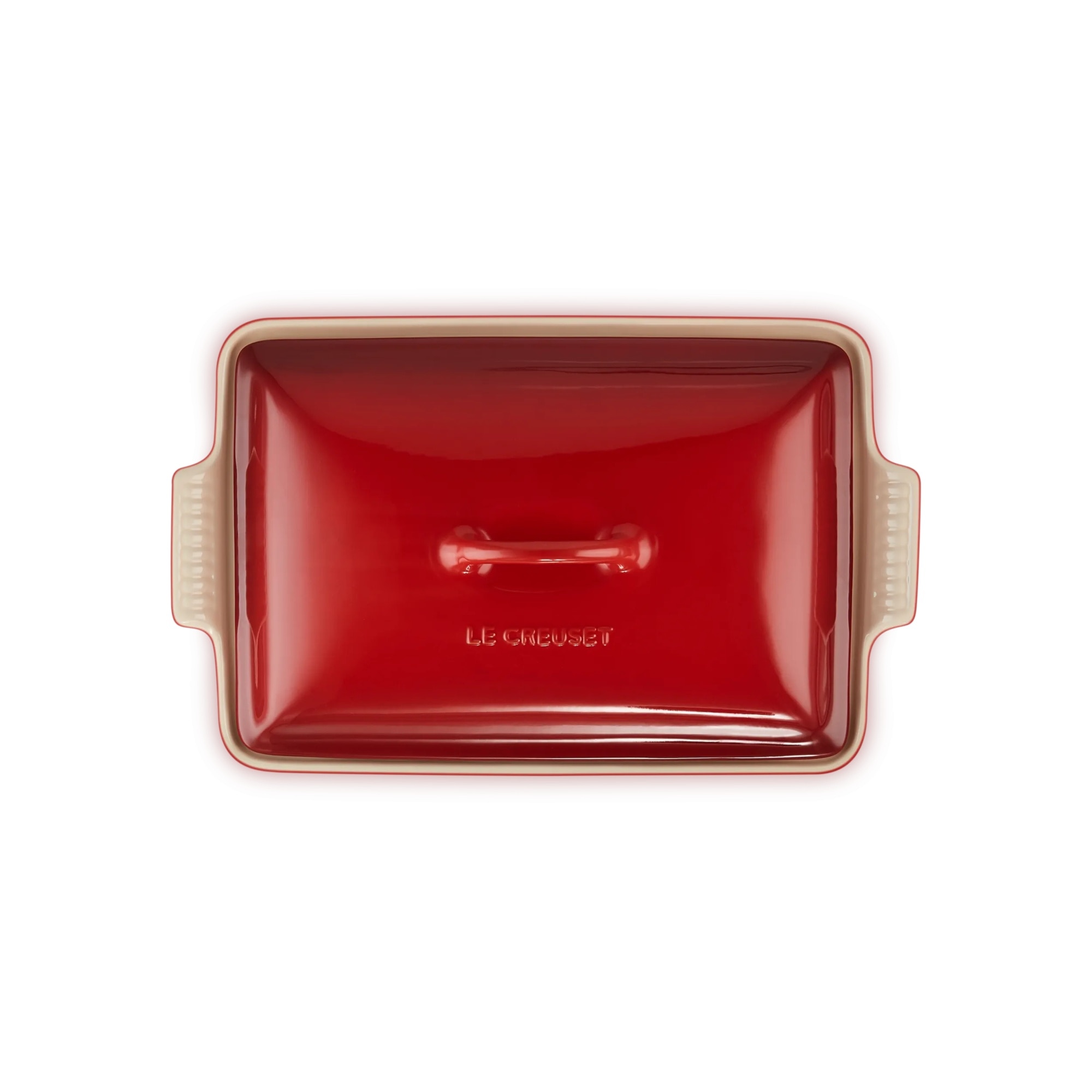 Travessa retangular com tampa Heritage de cerâmica de grés Le creuset Vermelho-2