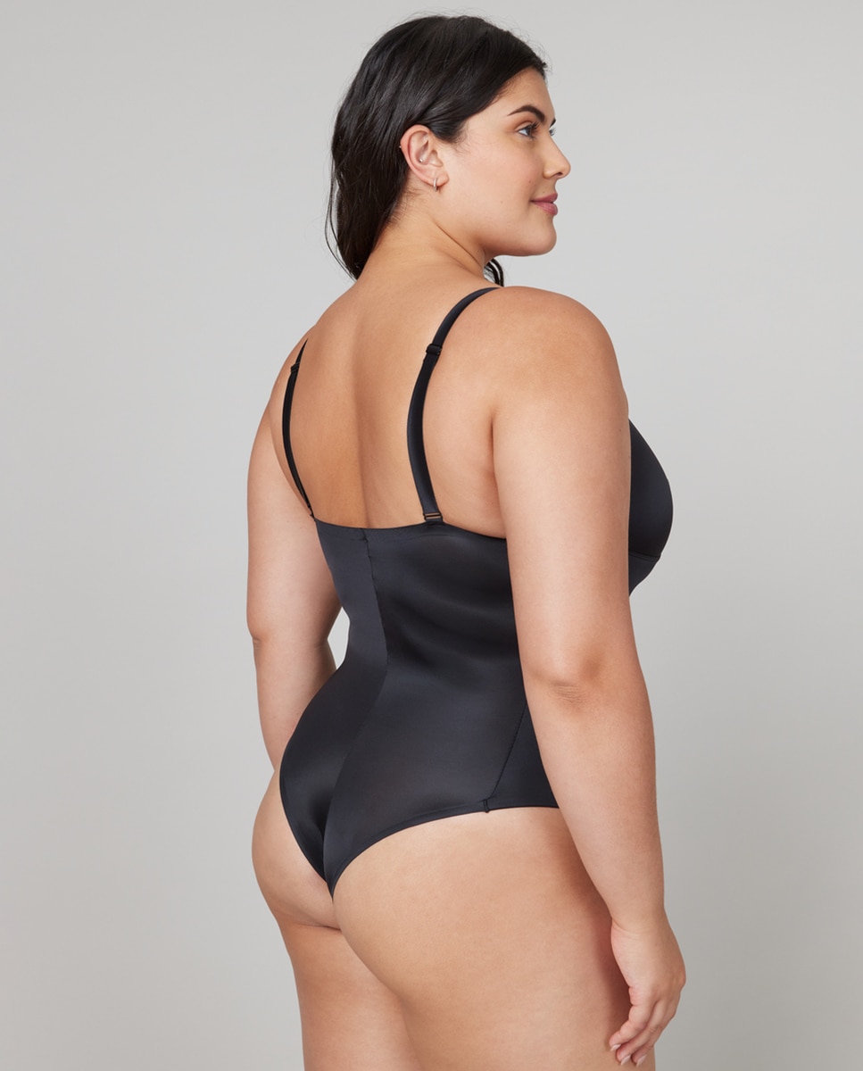 Body Tanga Redutor em Cetim com Alças Reguláveis Preto-2