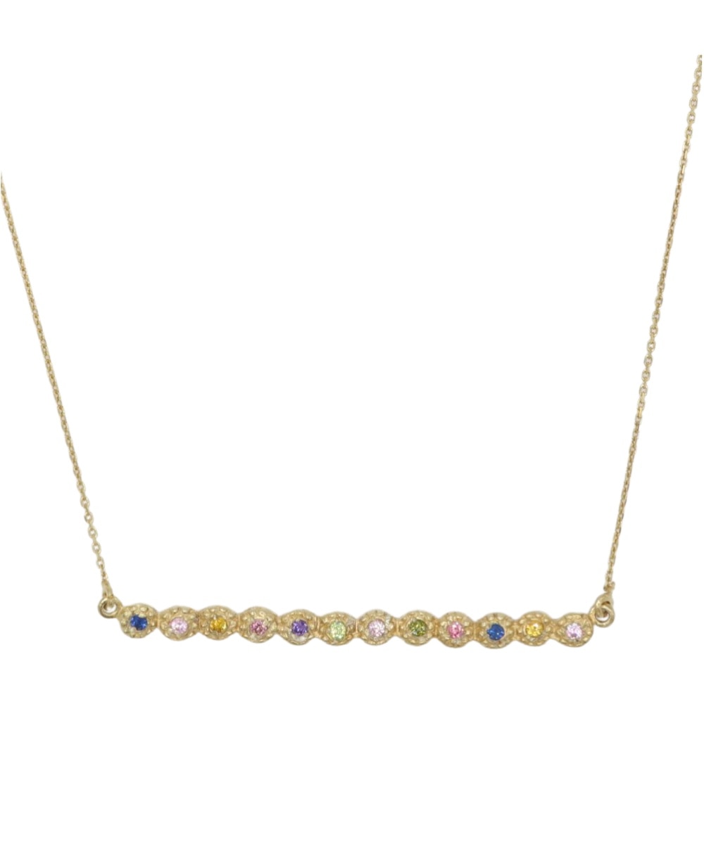Colar em Prata Dourada com Pedras Multicolor-1