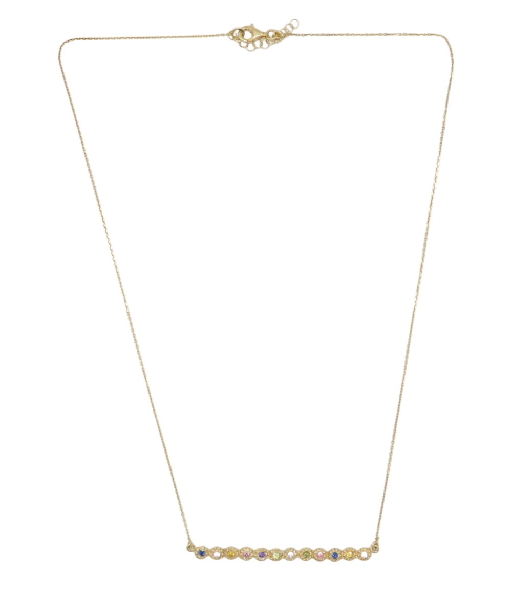 Colar em Prata Dourada com Pedras Multicolor-3