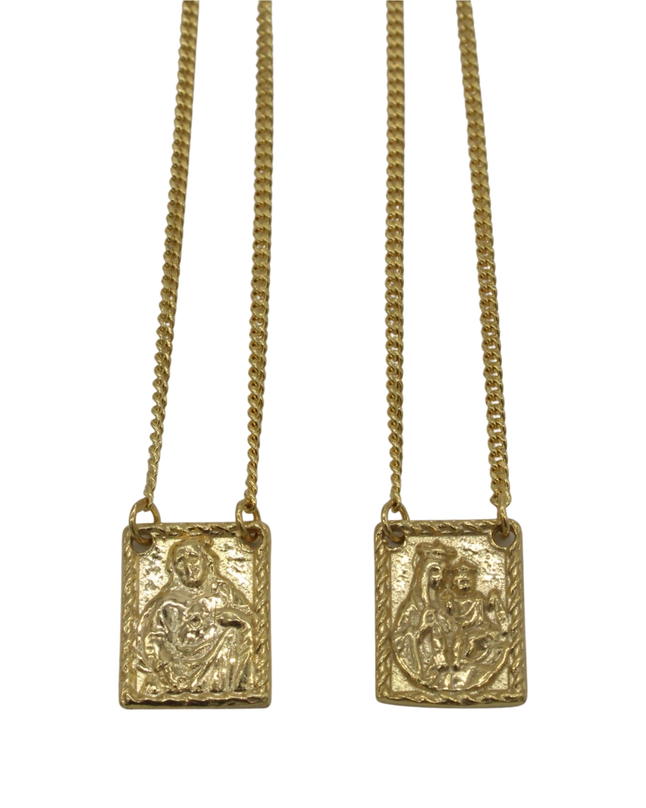 Colar Escapulário em Prata Dourada Dourado-1