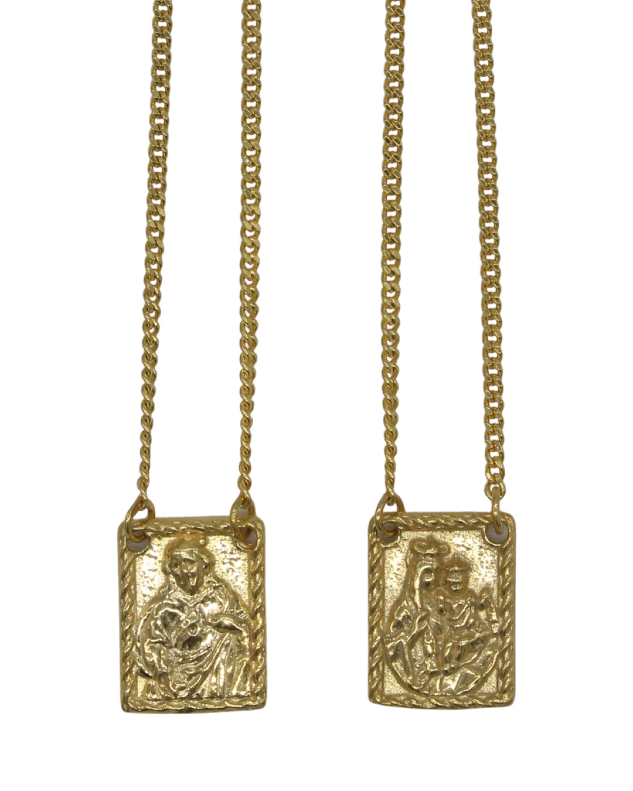 Colar Escapulário em Prata Dourada Dourado-2