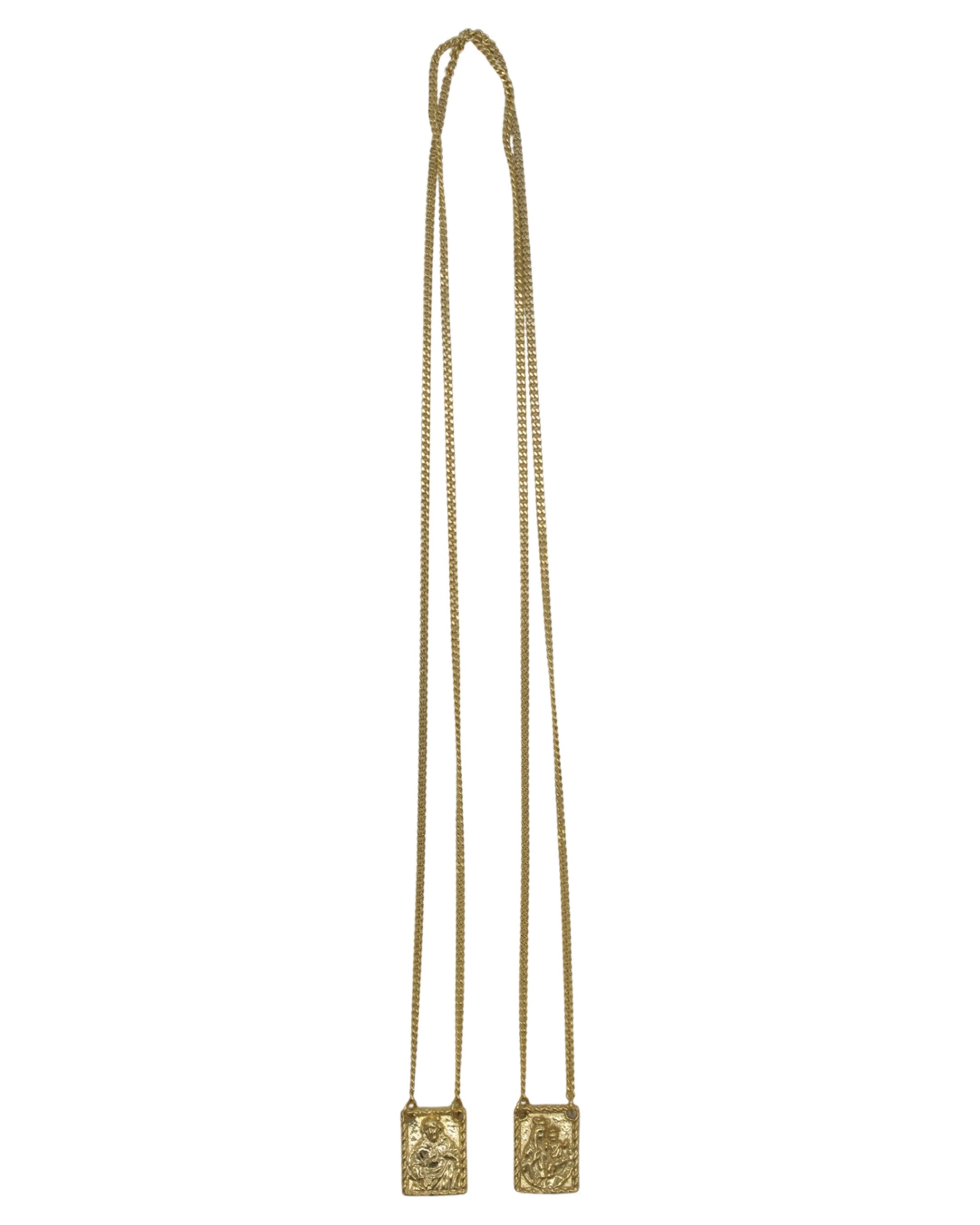 Colar Escapulário em Prata Dourada Dourado-3