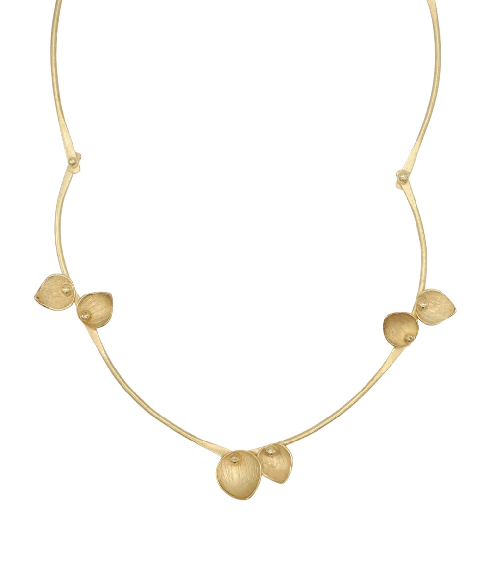 Colar em Prata Dourada com Folhas Dourado-1