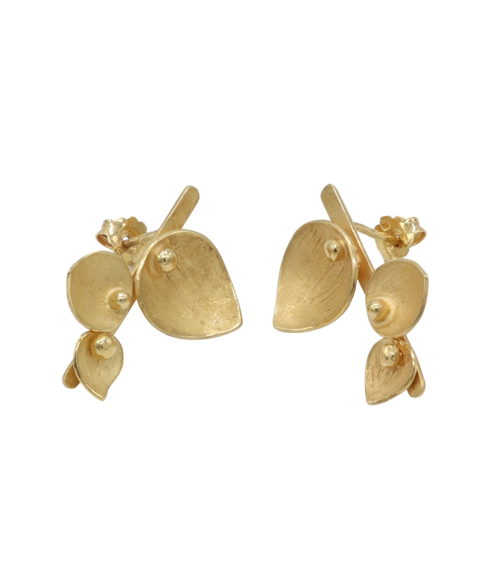 BRINCOS EM PRATA DOURADA ACETINADA COMPR Dourado-1