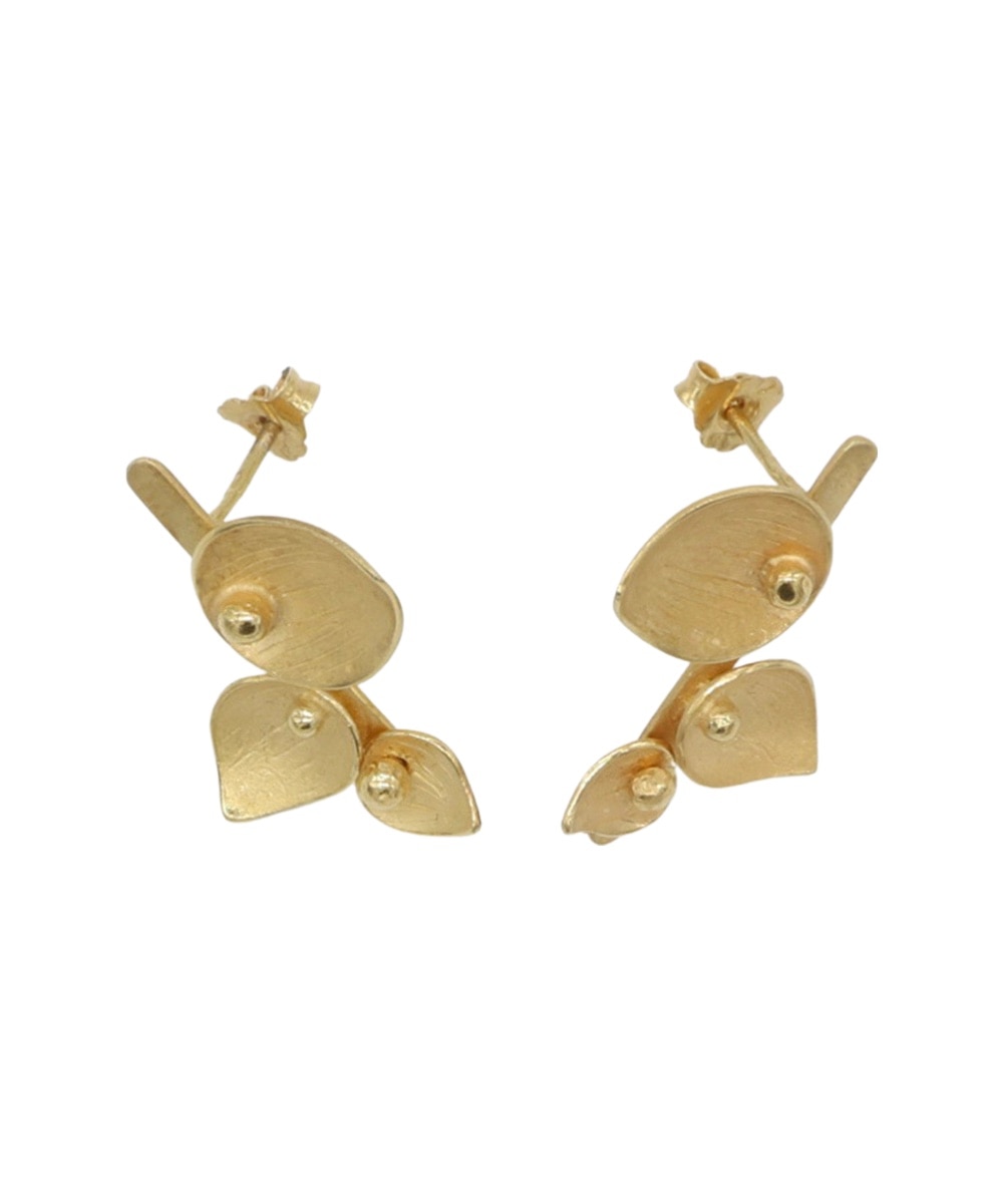BRINCOS EM PRATA DOURADA ACETINADA COMPR Dourado-2