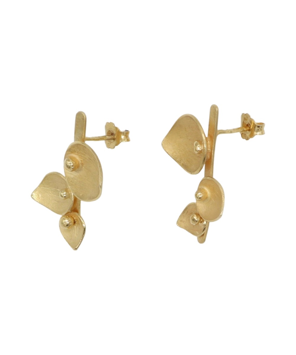 BRINCOS EM PRATA DOURADA ACETINADA COMPR Dourado-3