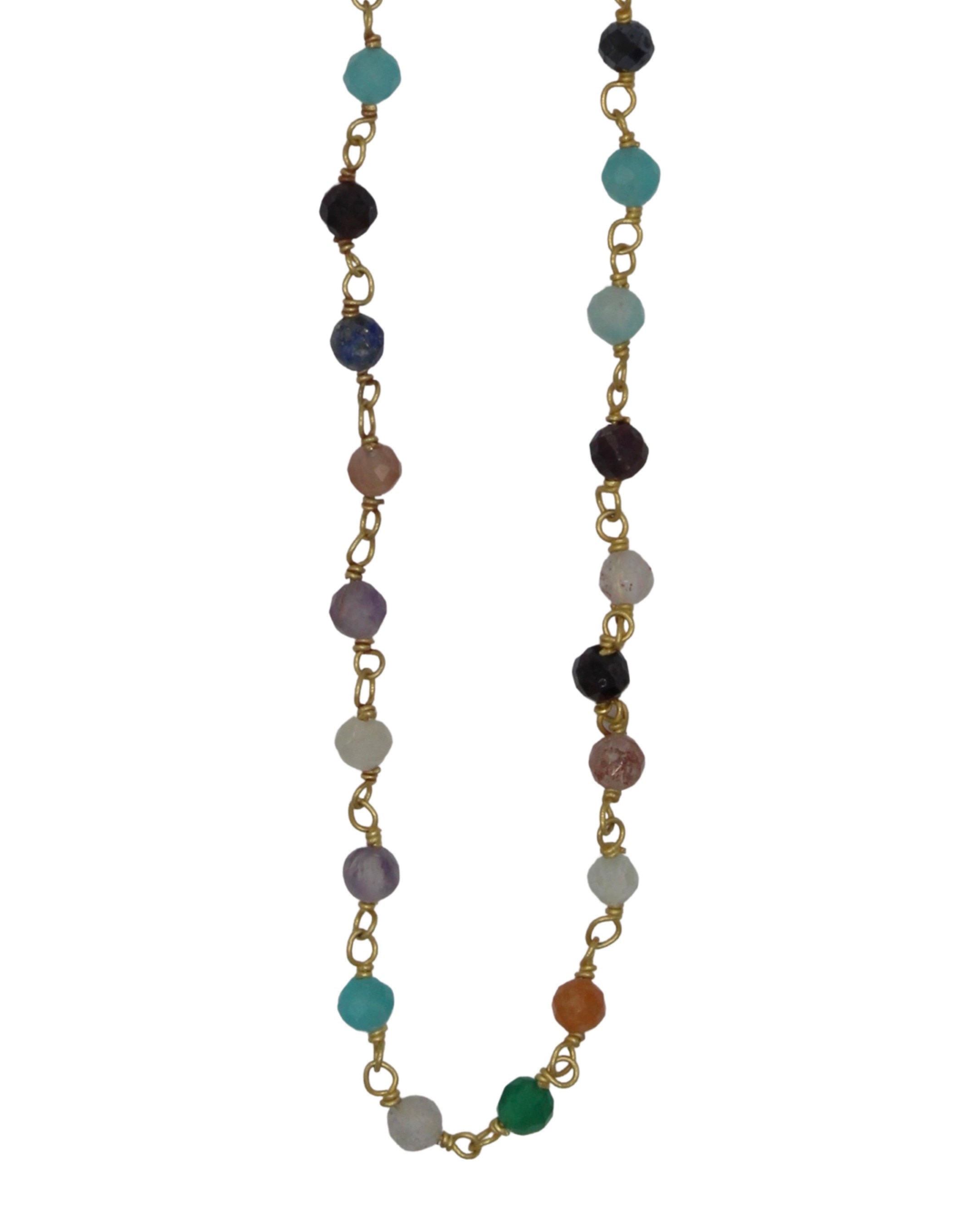 Imagem 0 de Colar em Prata Dourada Enfiado a Terço com Pedras Multicolor