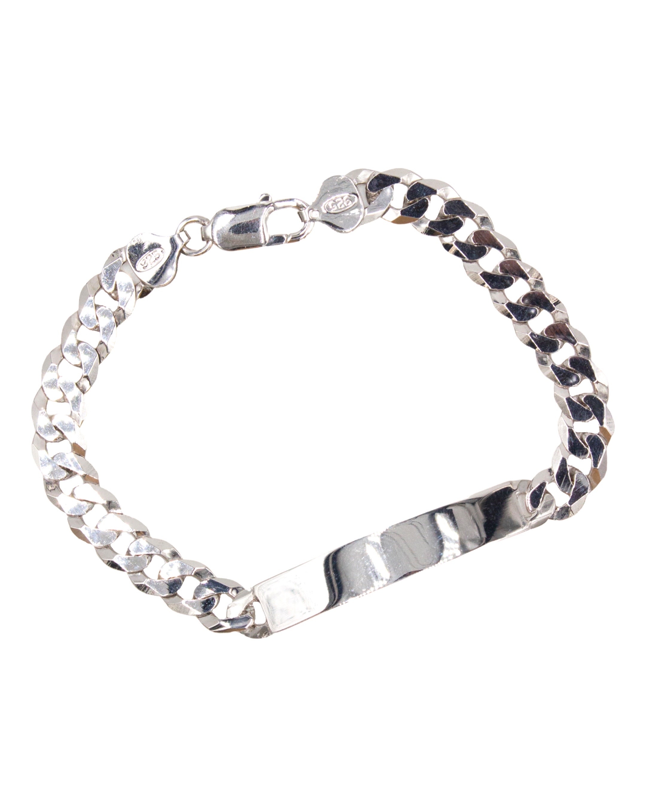 Imagem 0 de Pulseira em Prata em Malha Barbela com Chapa