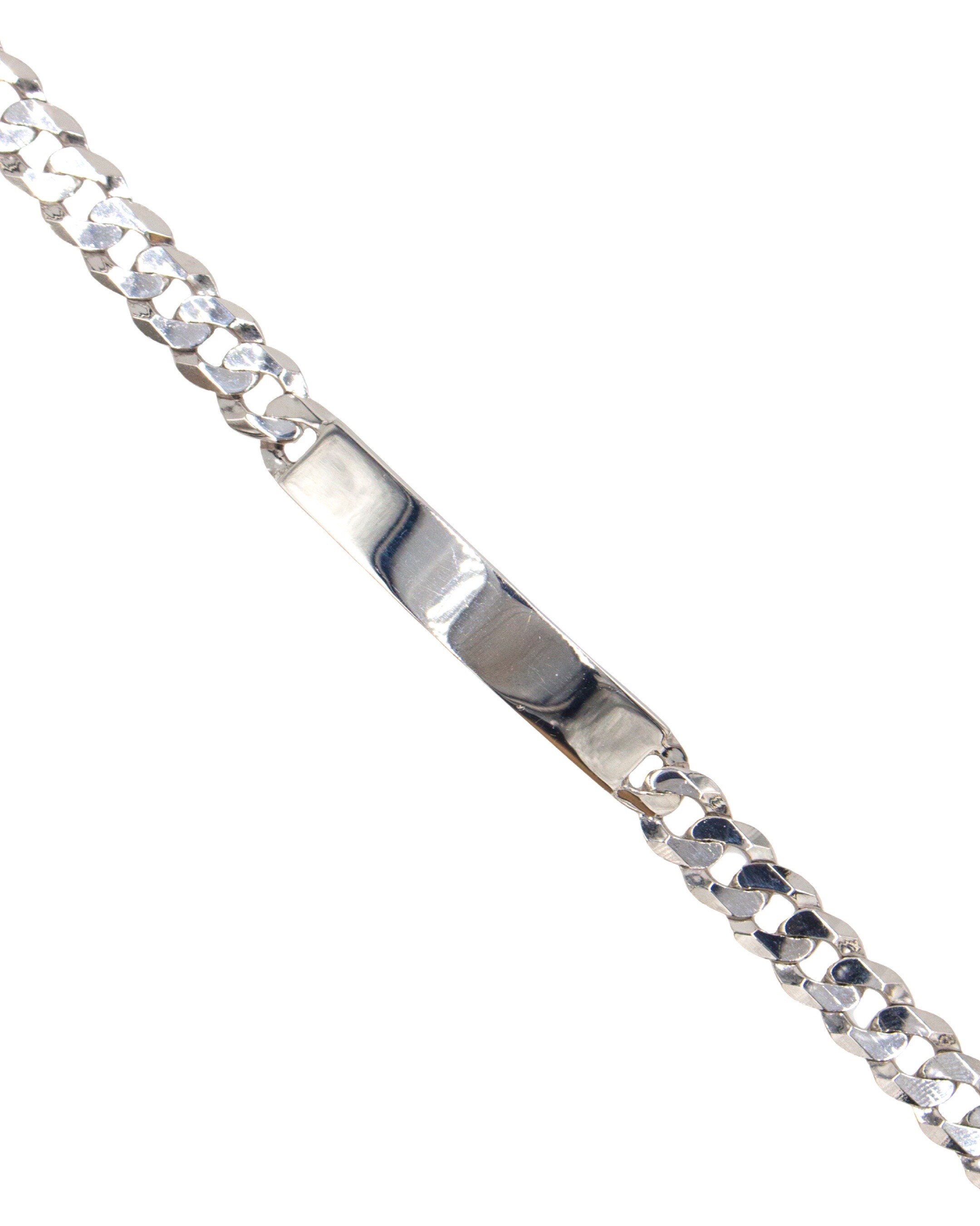 Pulseira em Prata em Malha Barbela com Chapa Prateado-2
