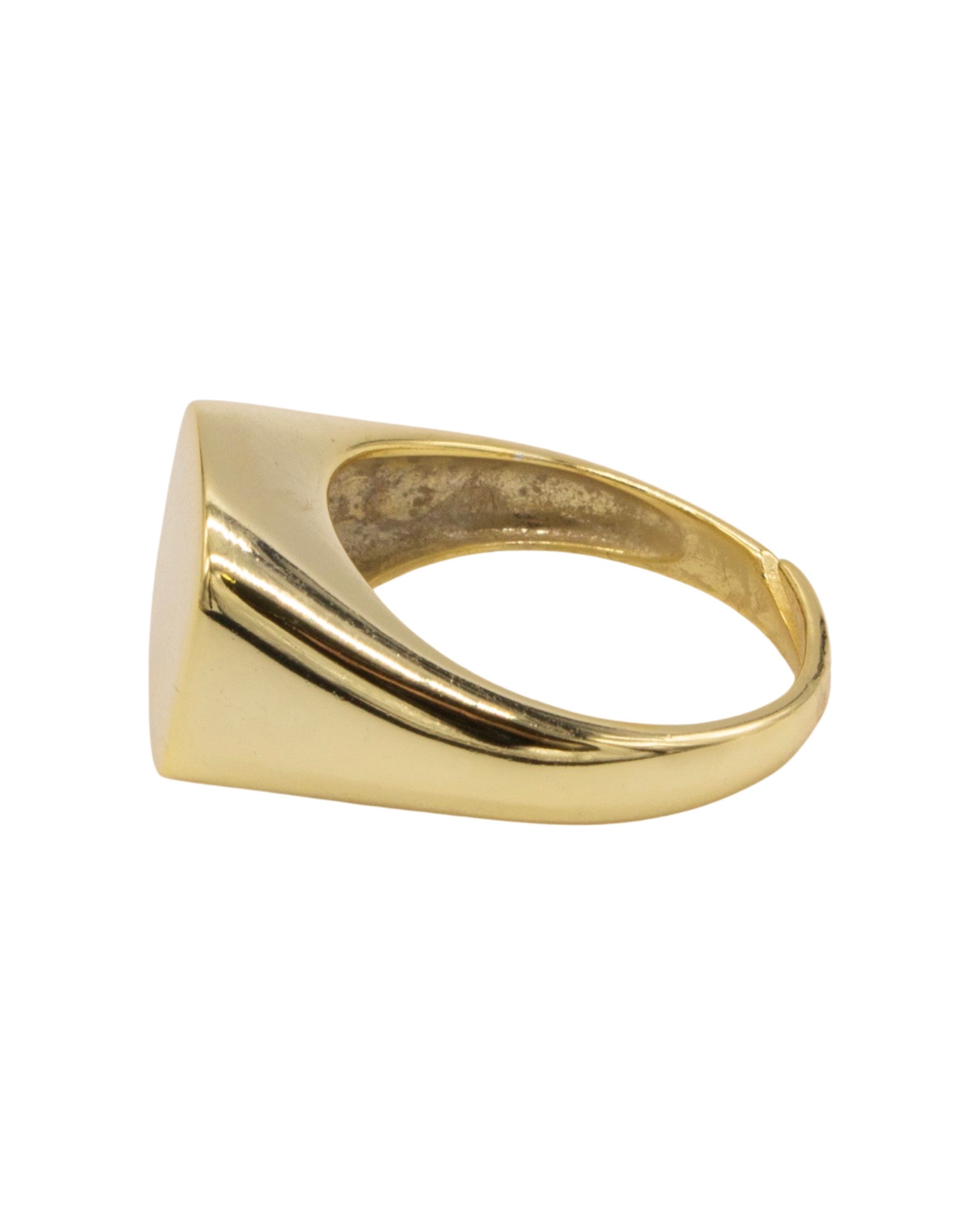 Anel em Prata Dourada de Mesa Polido Dourado-2