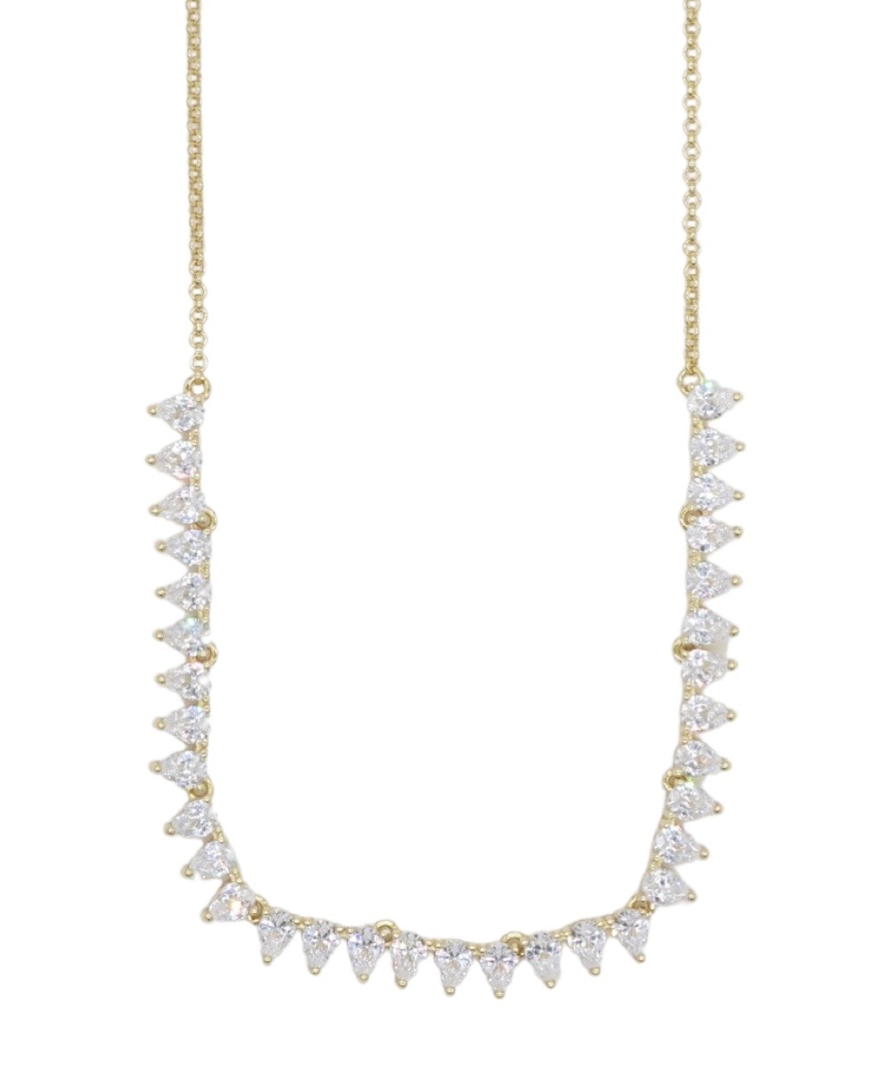 Colar em Prata Dourada com Zircónias Triangulares Branco-1