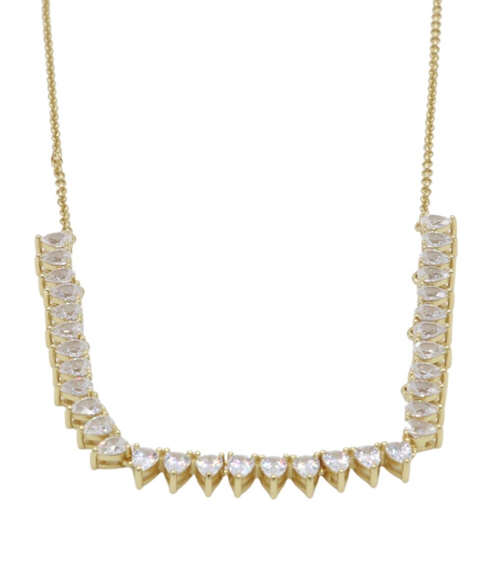 Colar em Prata Dourada com Zircónias Triangulares Branco-2