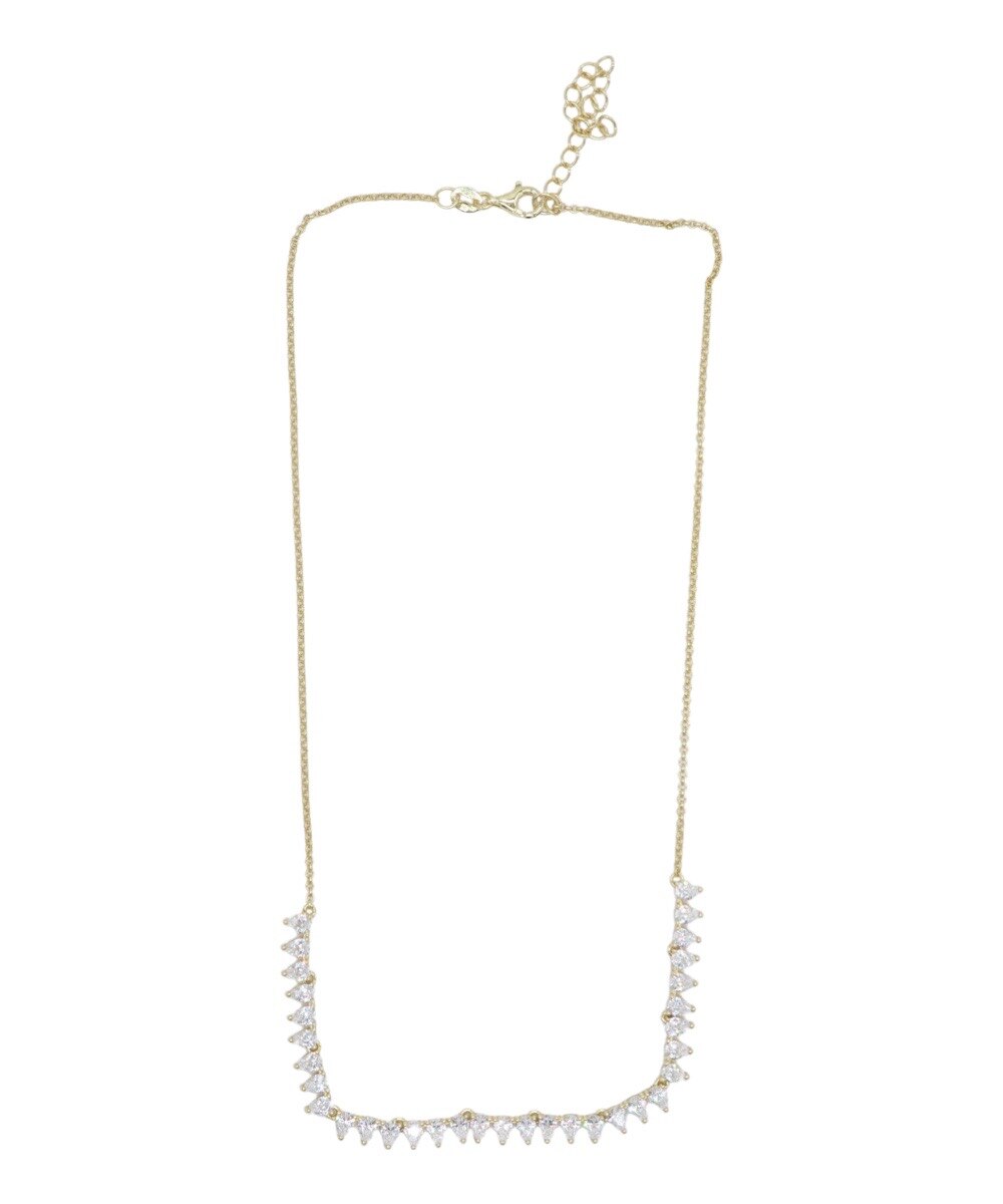 Colar em Prata Dourada com Zircónias Triangulares Branco-3