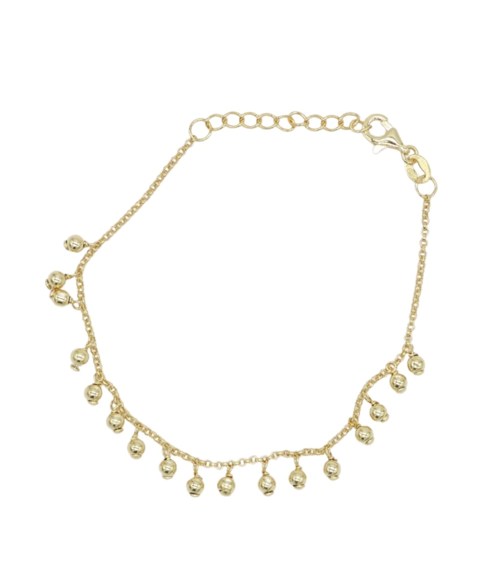 Pulseira em Prata Dourada com Bolas Dourado-2