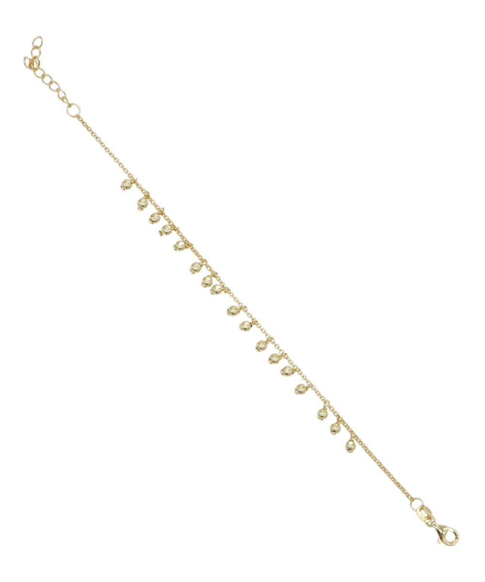 Pulseira em Prata Dourada com Bolas Dourado-3