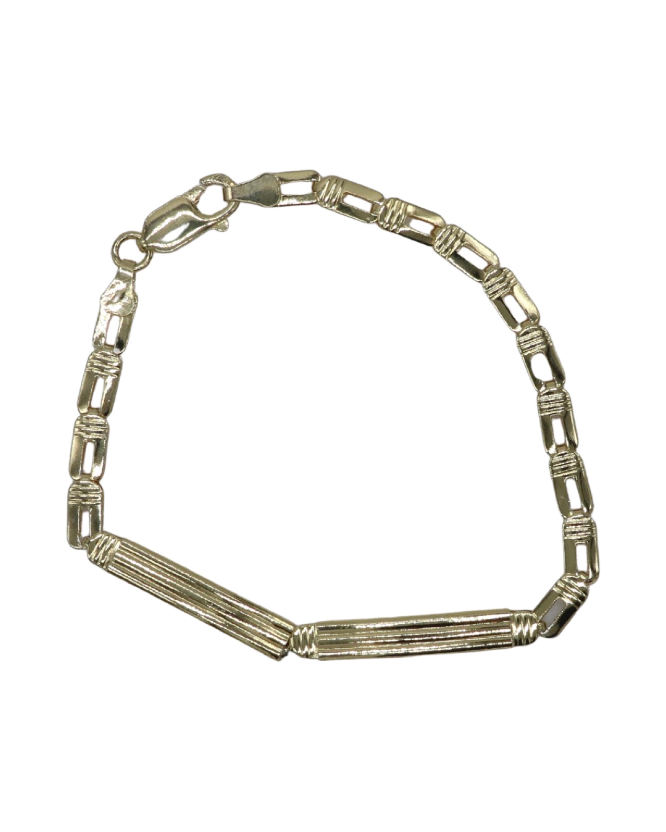Pulseira em Prata Dourada com Elos Retangulares Dourado-2