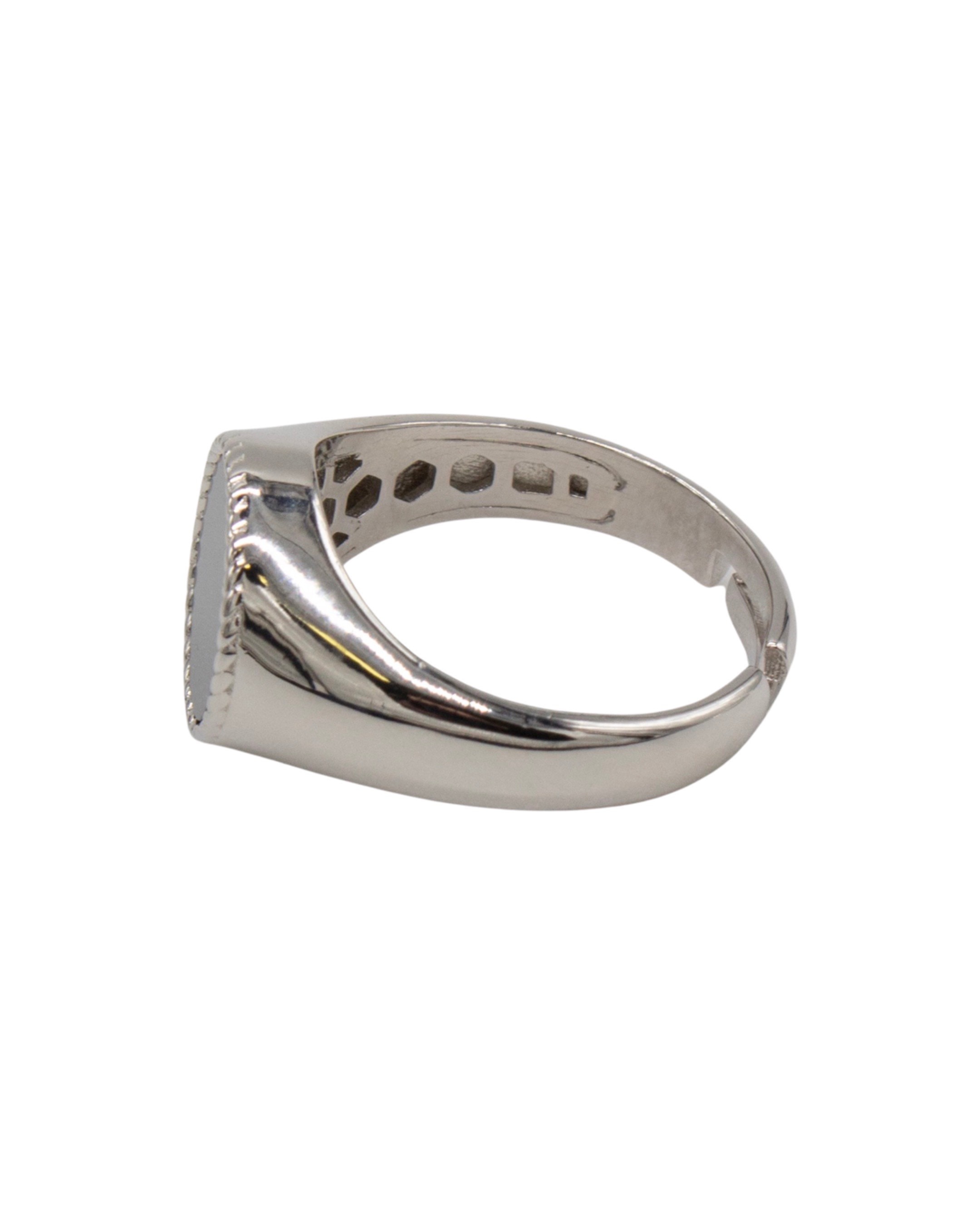 Anel em Prata Modelo Mesa com Onix Preto Preto-2