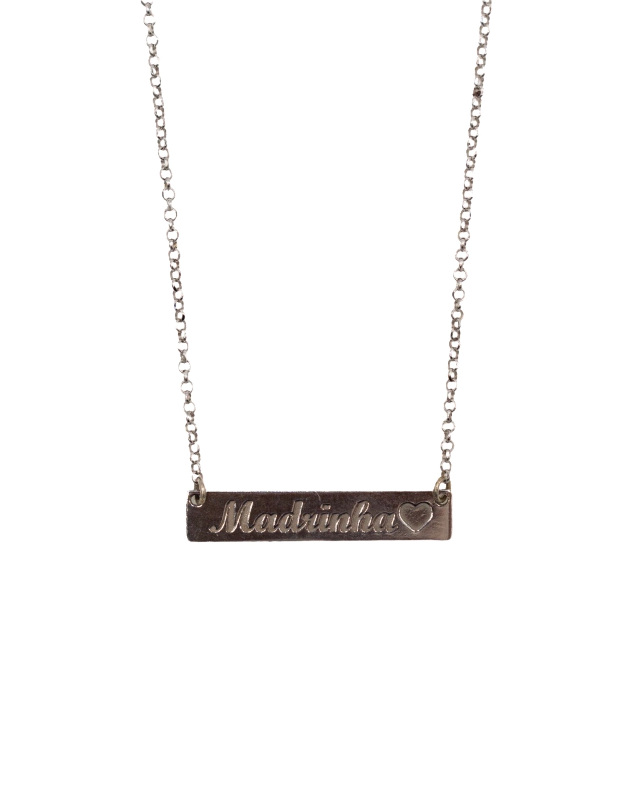 Colar em Prata com Chapa "Madrinha Prateado-1