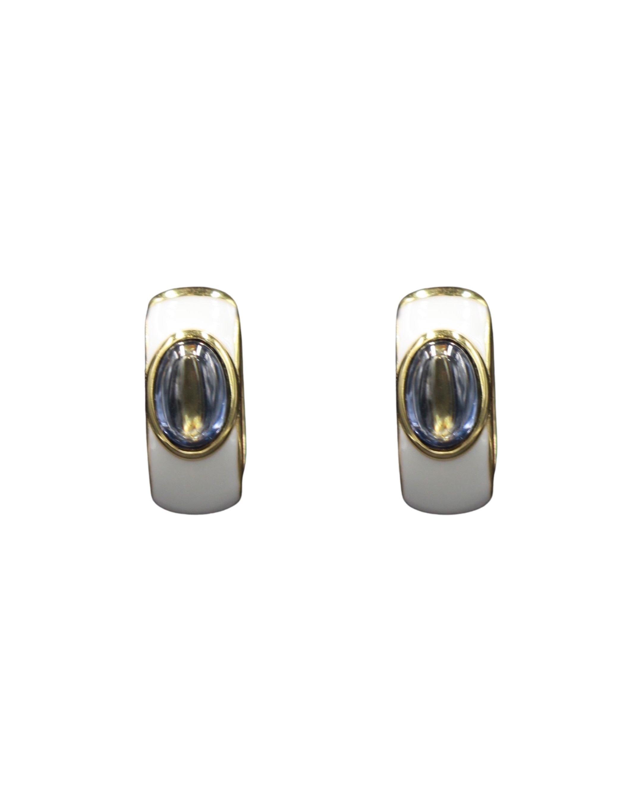 Argolas em Prata Dourada com Zircão Azul Azul-1
