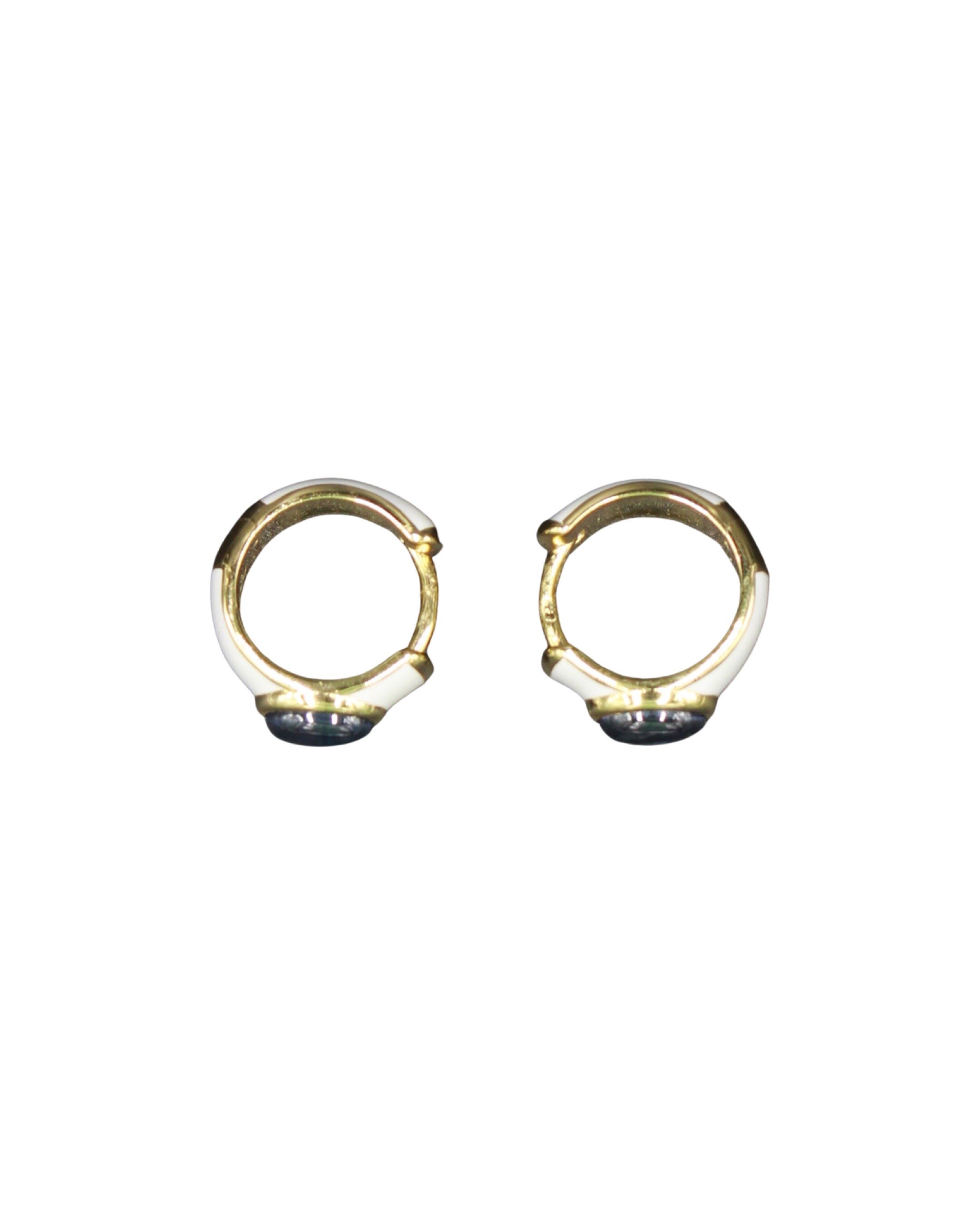 Argolas em Prata Dourada com Zircão Azul Azul-3