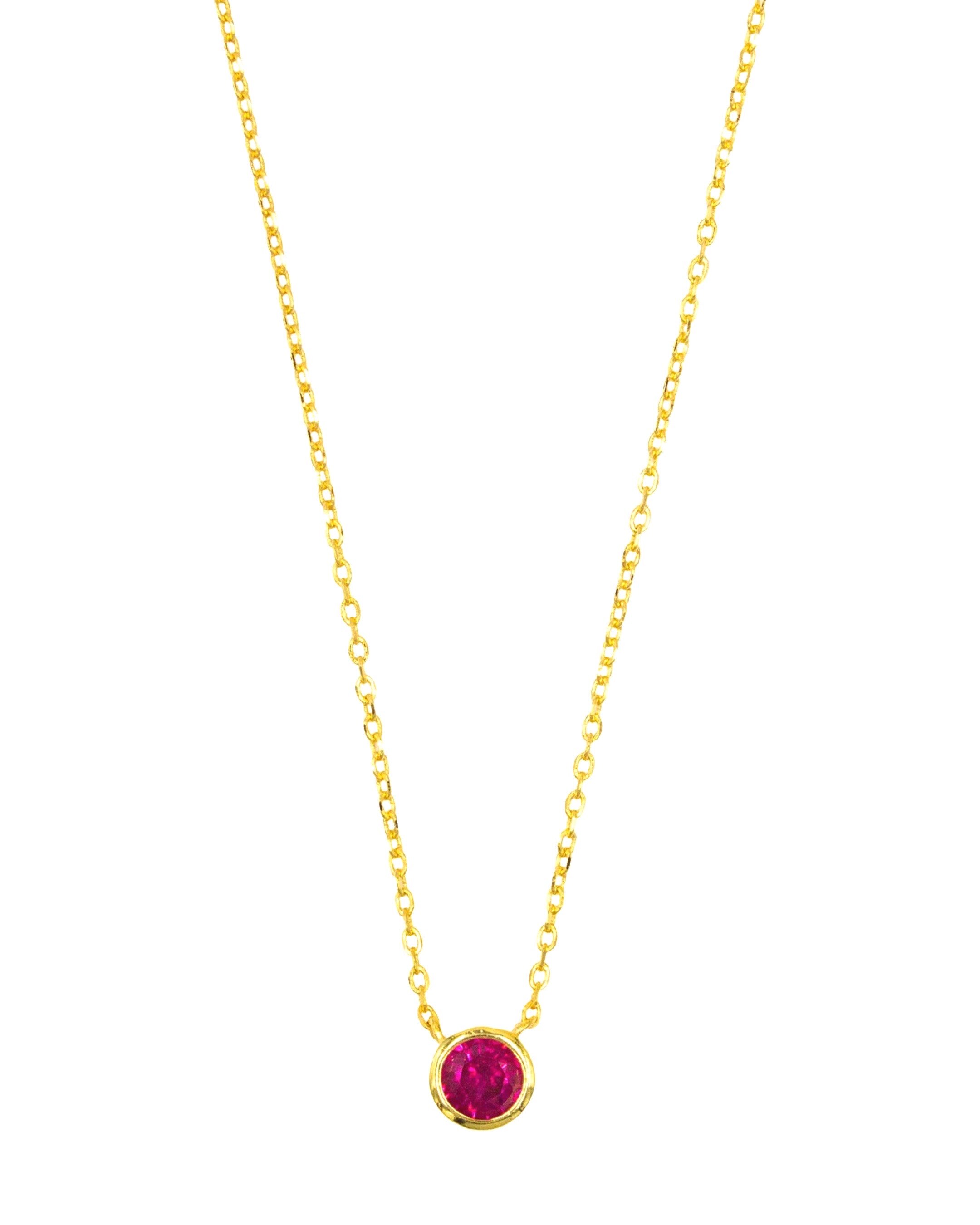 Colar em Prata Dourada com Zircão Vermelho Vermelho-3