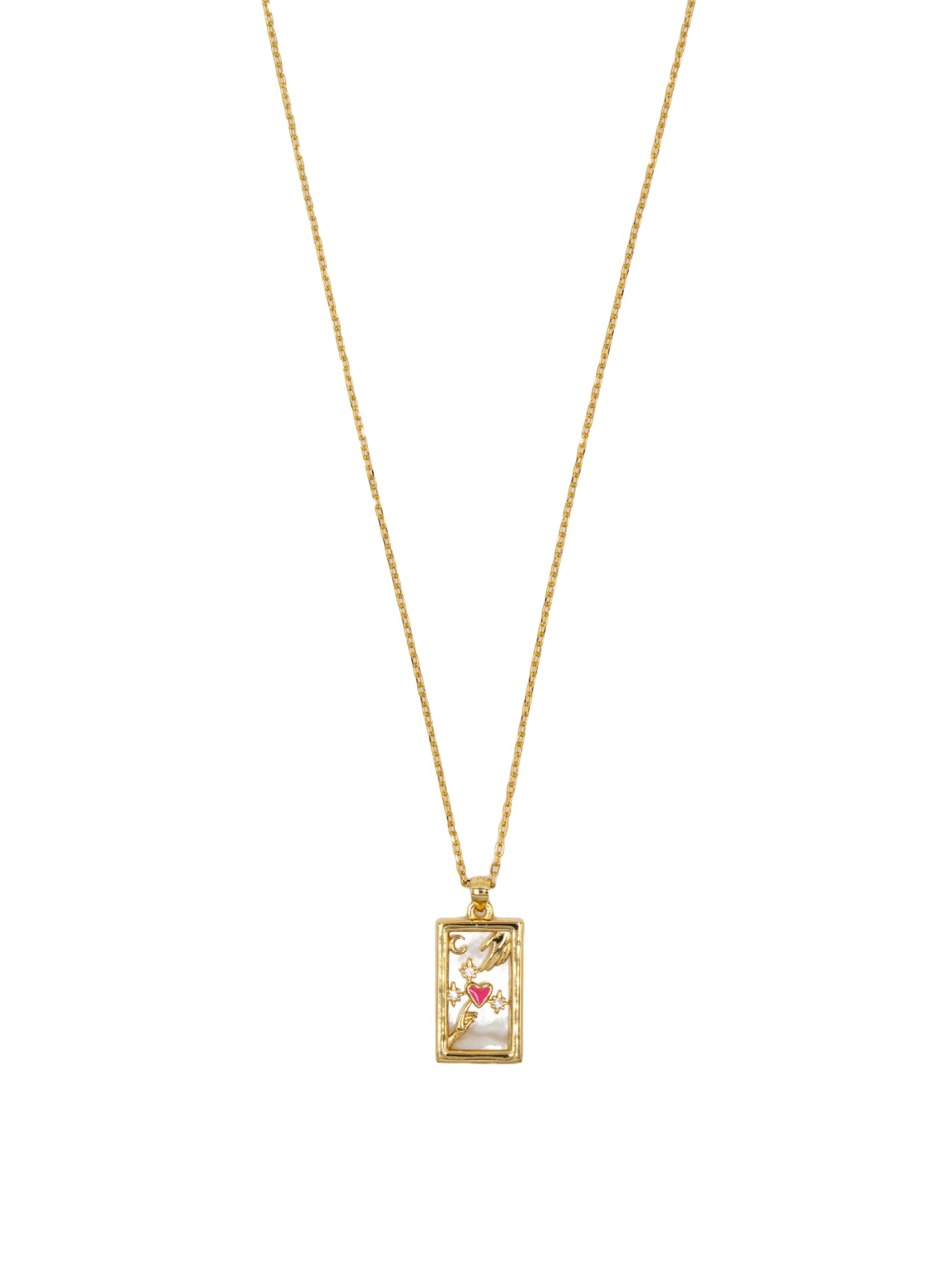 Colar em Prata com Medalha em Madre pérola e Coração rosa Rosa-3