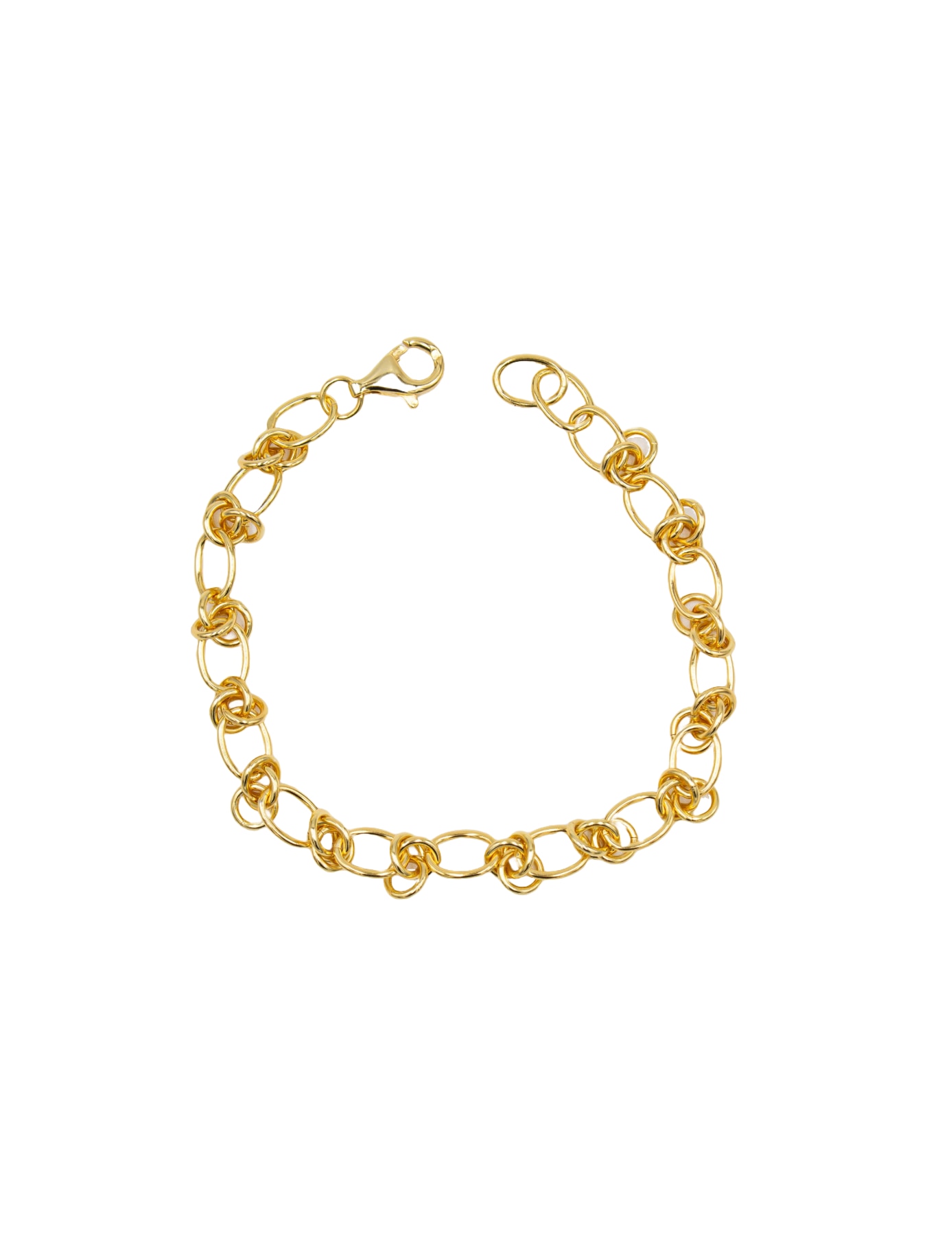 Pulseira em Prata Dourada com Elos Ovais Dourado-1