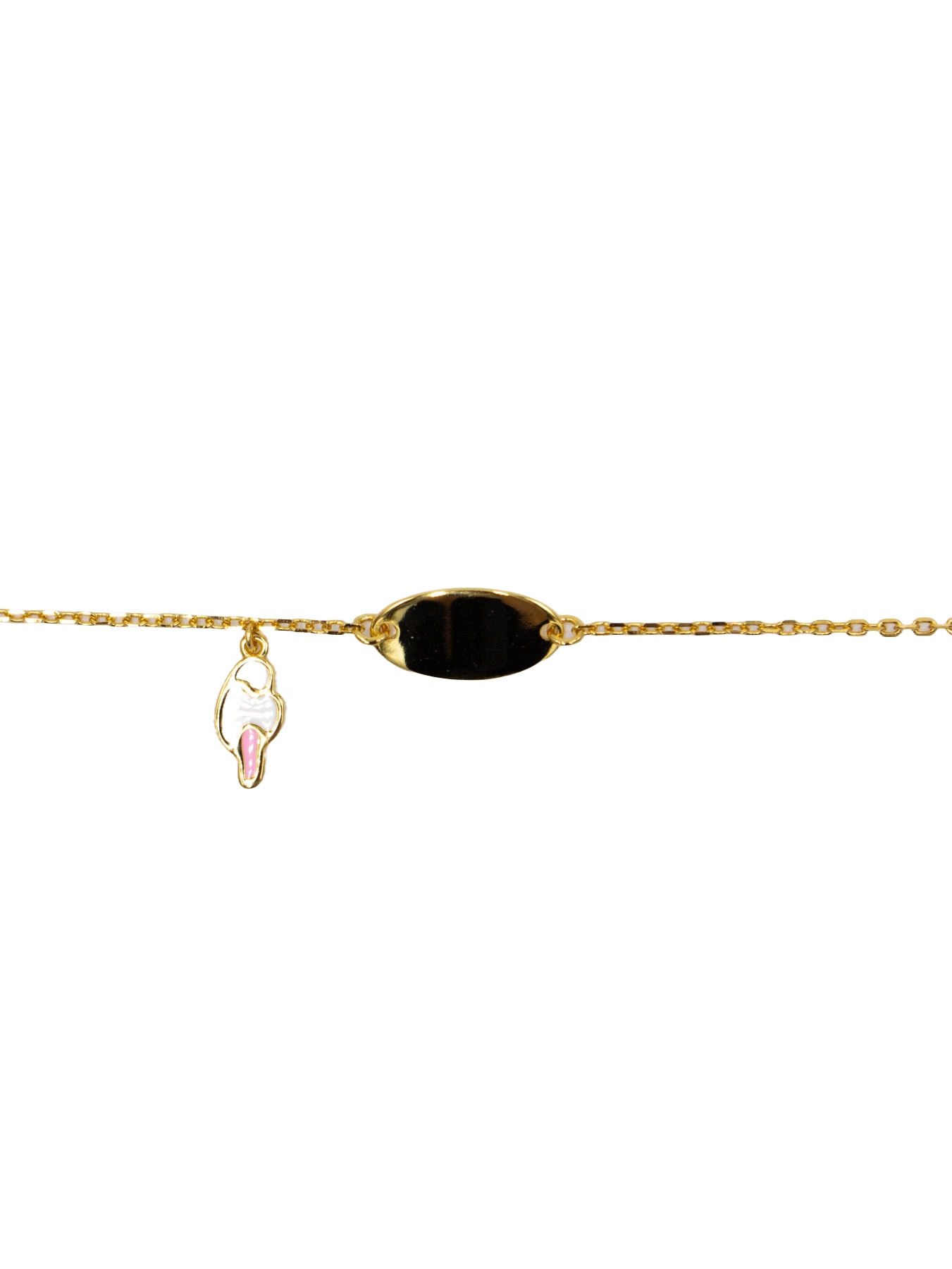 Pulseira em Prata Dourada com Chapa e Gelado Branco-1