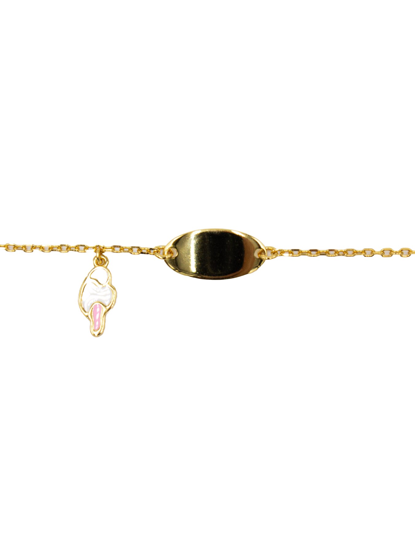 Pulseira em Prata Dourada com Chapa e Gelado Branco-2