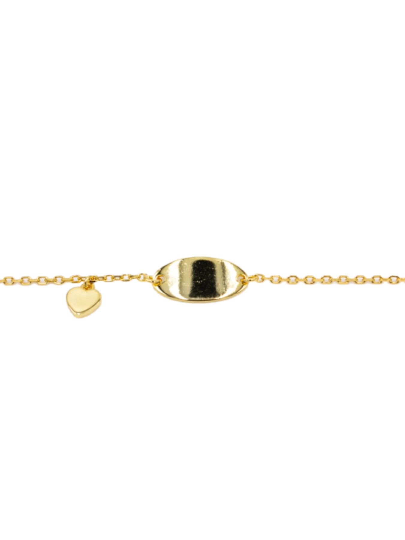 Pulseira Prata Dourada com Chapa e Coração Dourado-1