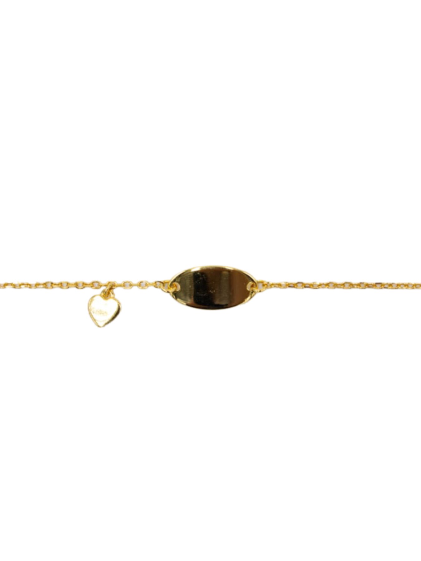 Pulseira Prata Dourada com Chapa e Coração Dourado-2