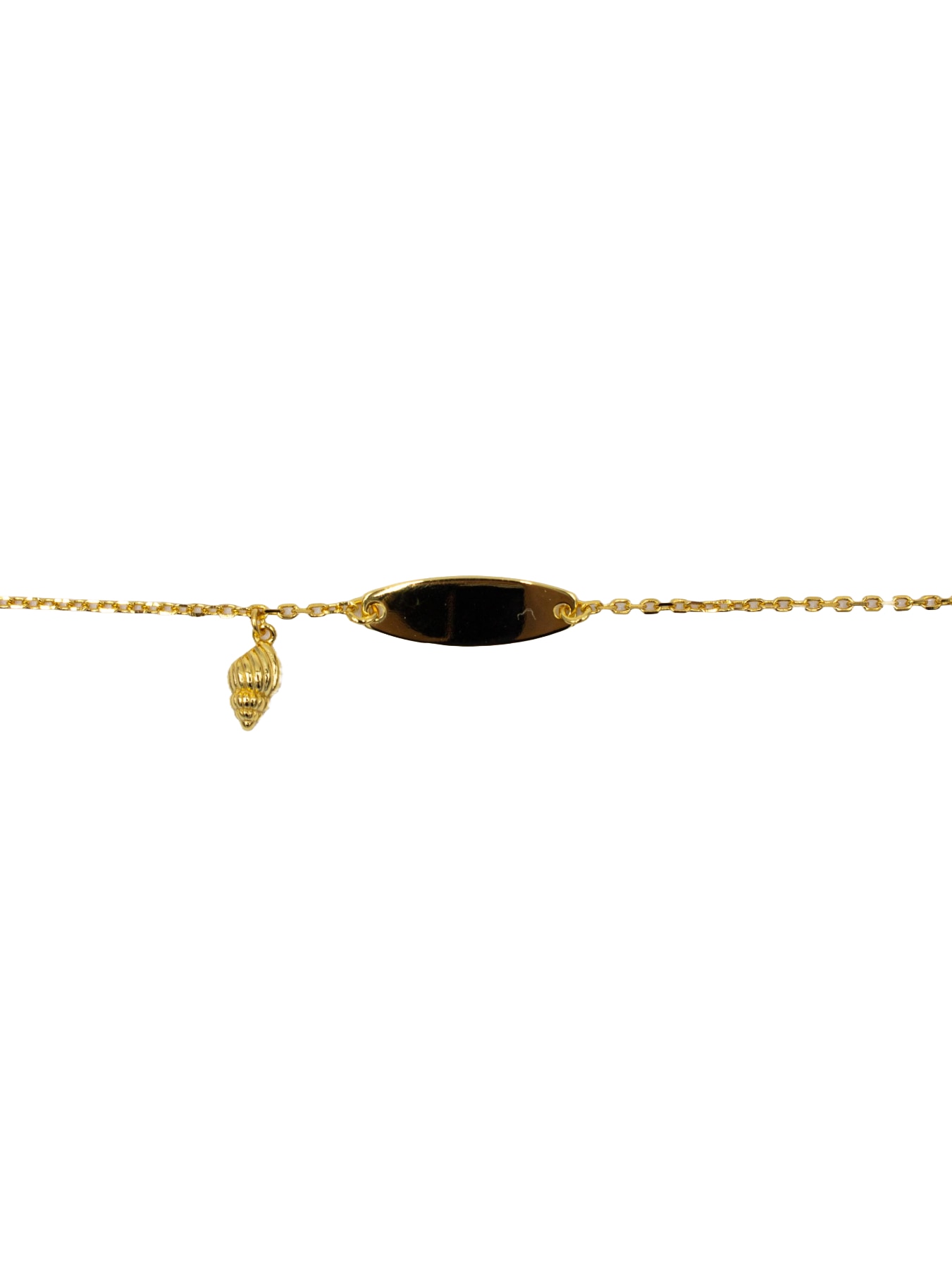 Pulseira em Prata Dourada com Chapa e Búzio Dourado-1